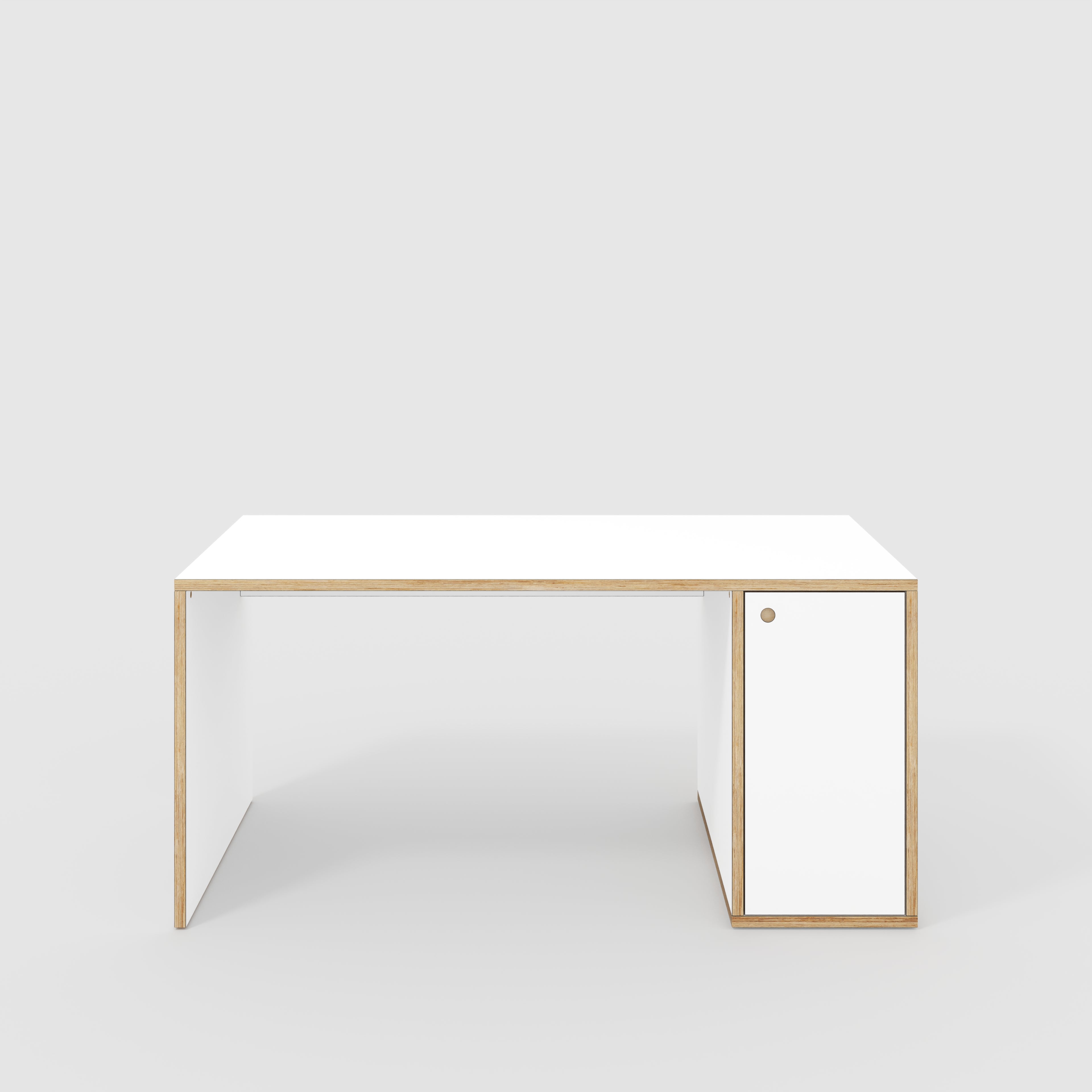 Plywood Desk with Storage Type 1 RH - Door - Formica White - 1600(w) x 800(d) x 750(h)