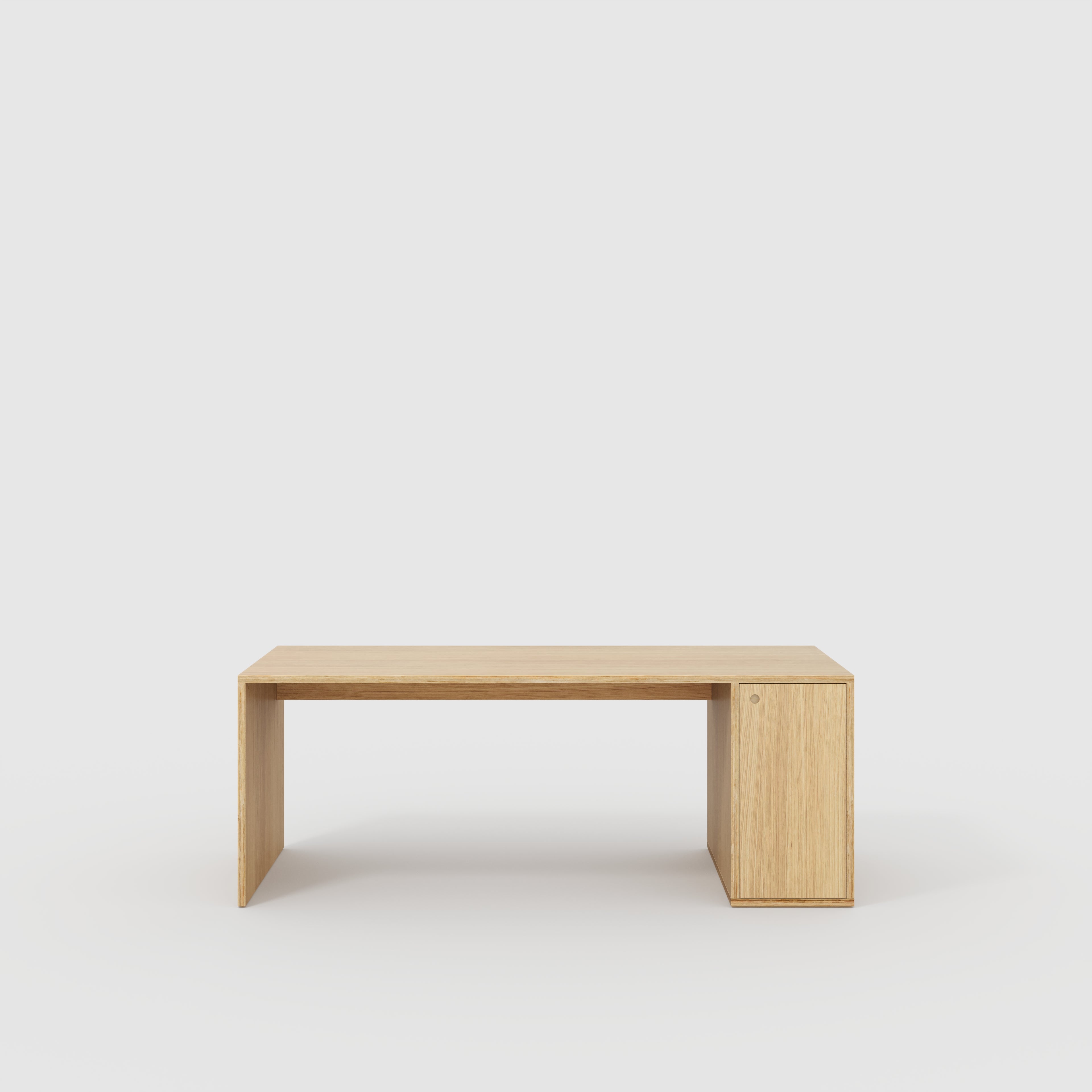 Plywood Desk with Storage Type 1 RH - Door - Plywood Oak - 2000(w) x 800(d) x 750(h)