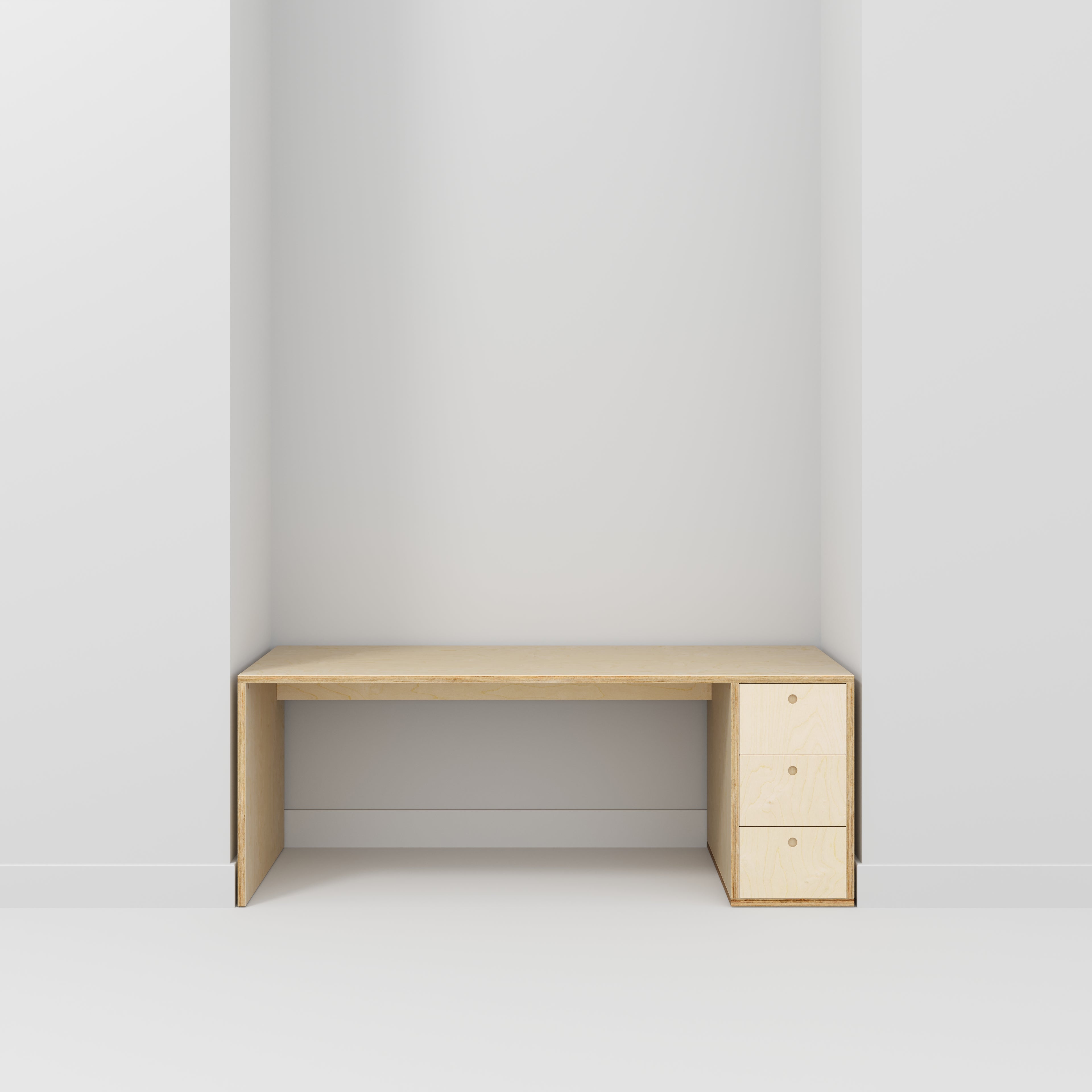 Plywood Desk with Storage Type 1 RH - Drawers - Plywood Birch - 2000(w) x 800(d) x 750(h)