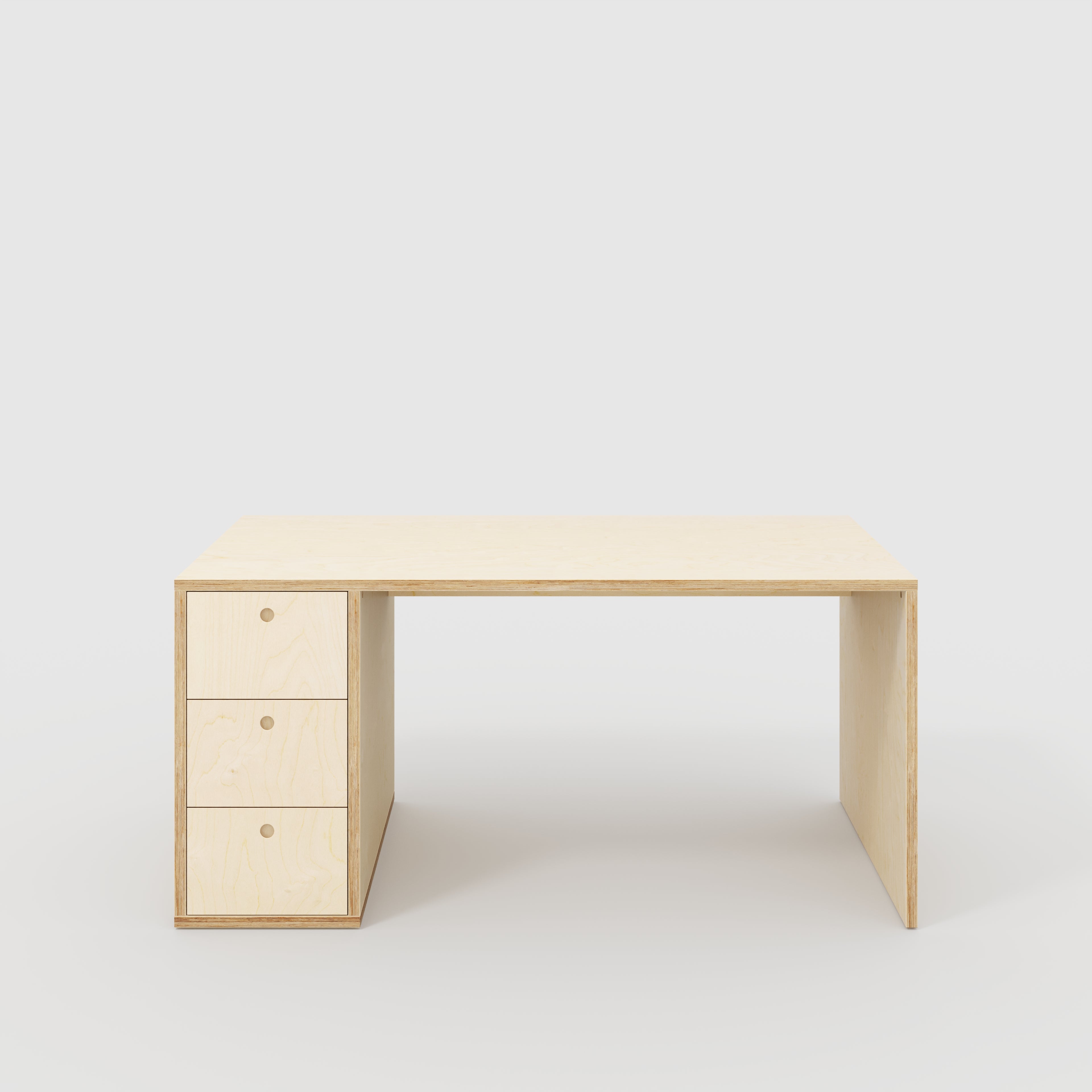 Plywood Desk with Storage Type 1 LH - Drawers - Plywood Birch - 1600(w) x 800(d) x 750(h)