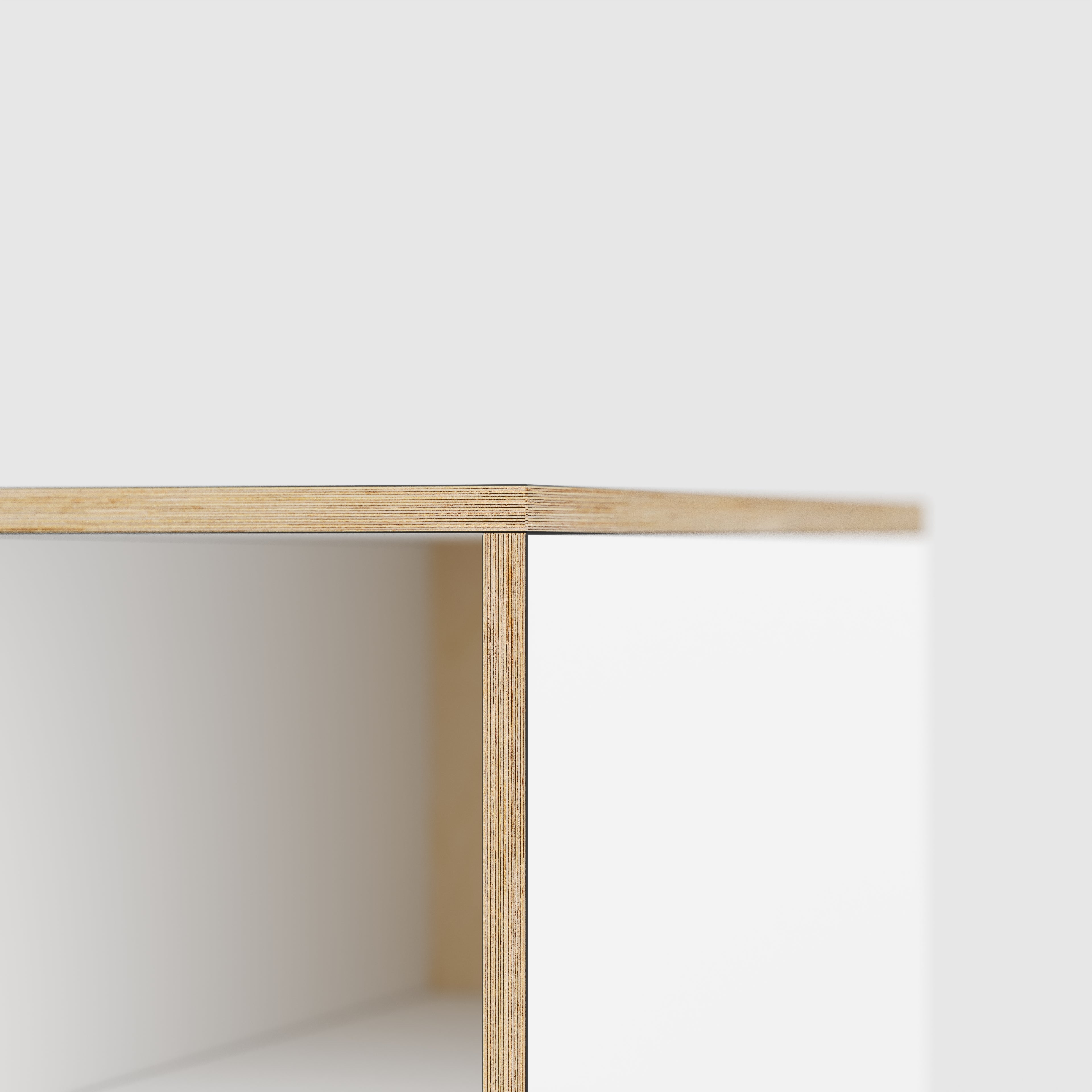 Plywood Desk with Storage Type 2 - Open Shelves - Formica White - 2000(w) x 800(d) x 750(h)