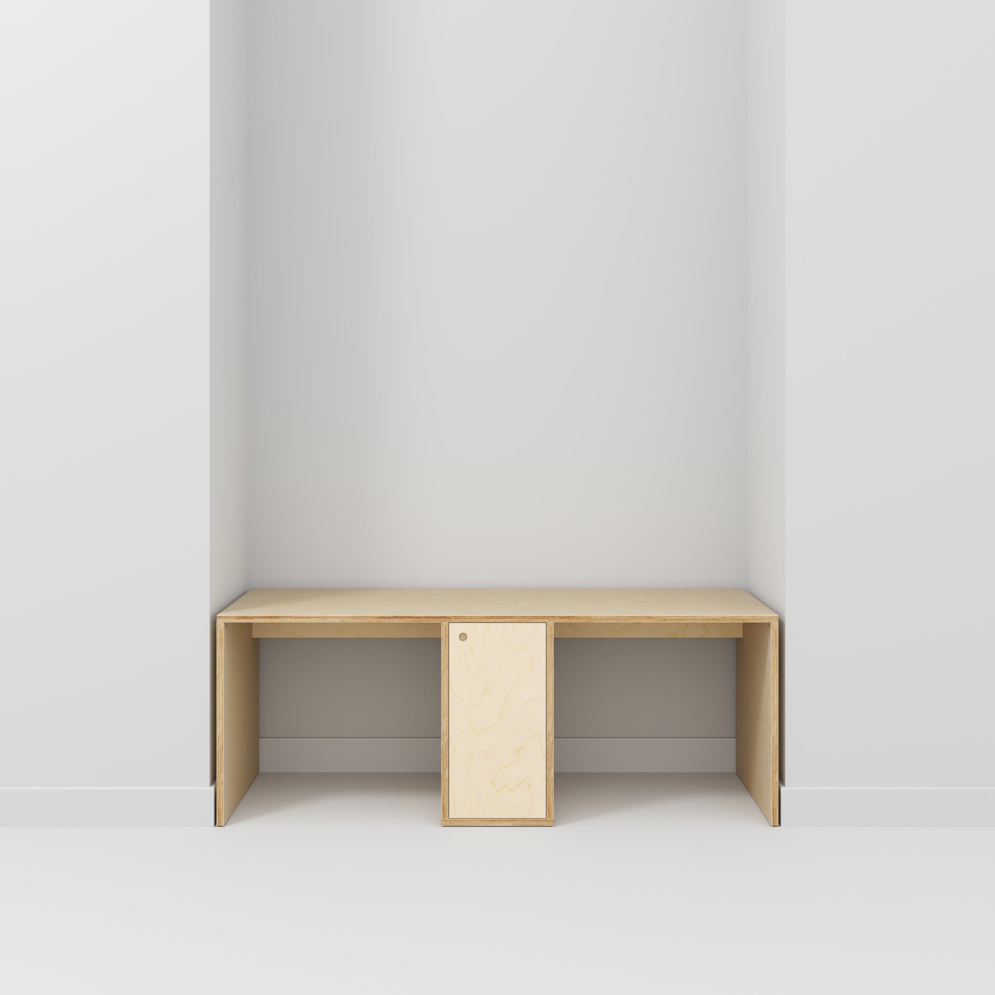 Plywood Desk with Storage Type 3 - Door - Plywood Birch - 2000(w) x 800(d) x 750(h)