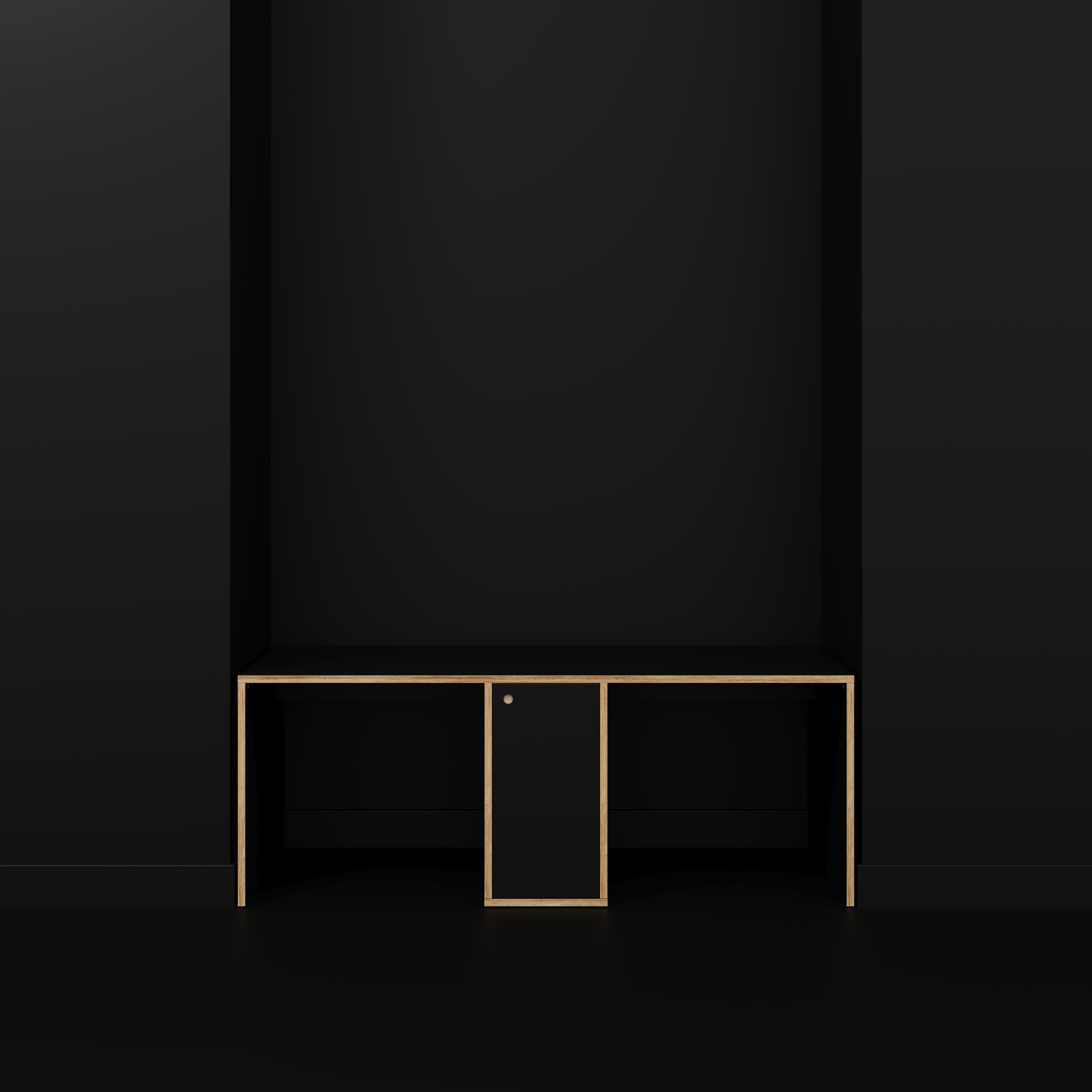 Plywood Desk with Storage Type 3 - Door - Formica Diamond Black - 2000(w) x 800(d) x 750(h)