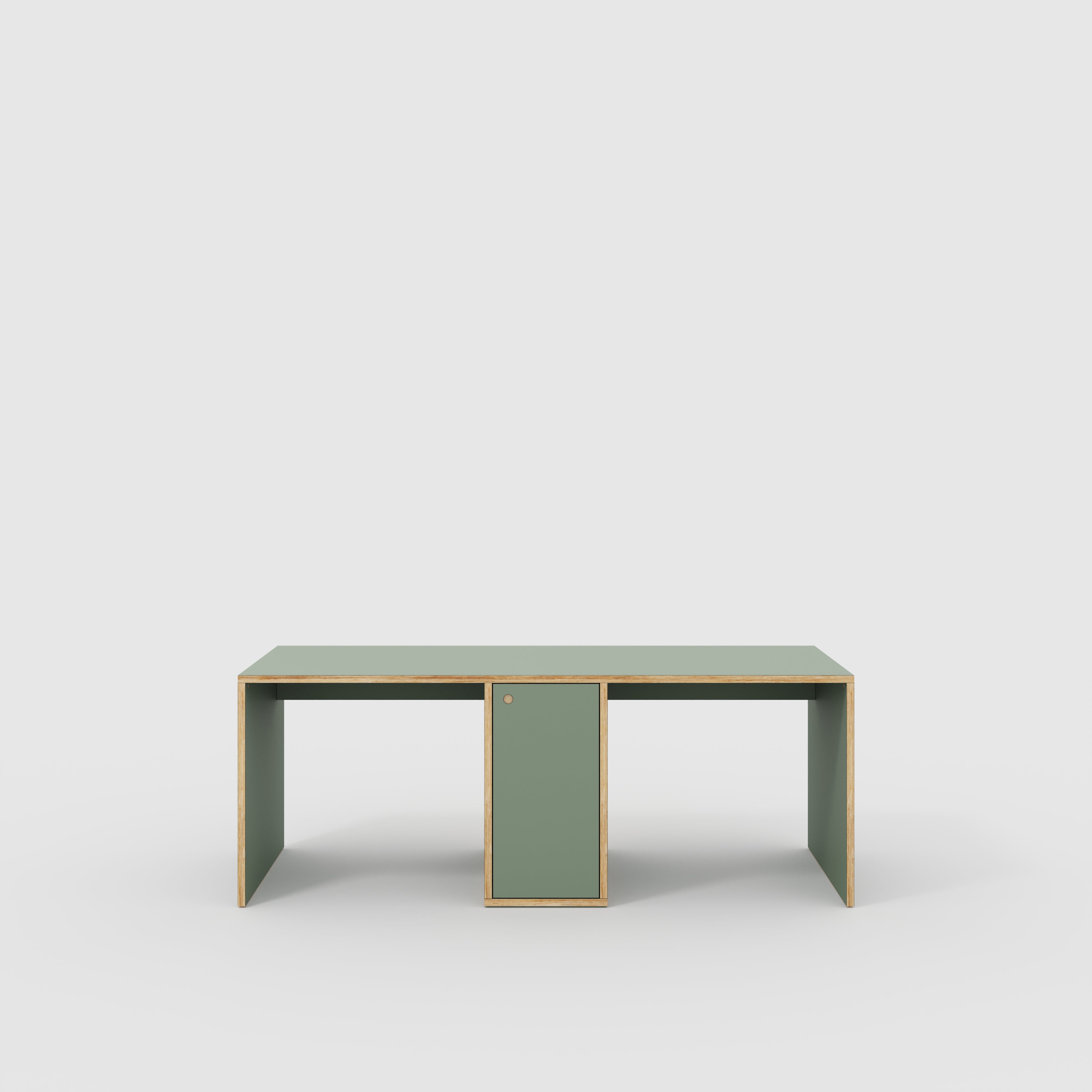 Plywood Desk with Storage Type 3 - Door - Formica Green Slate - 2000(w) x 800(d) x 750(h)