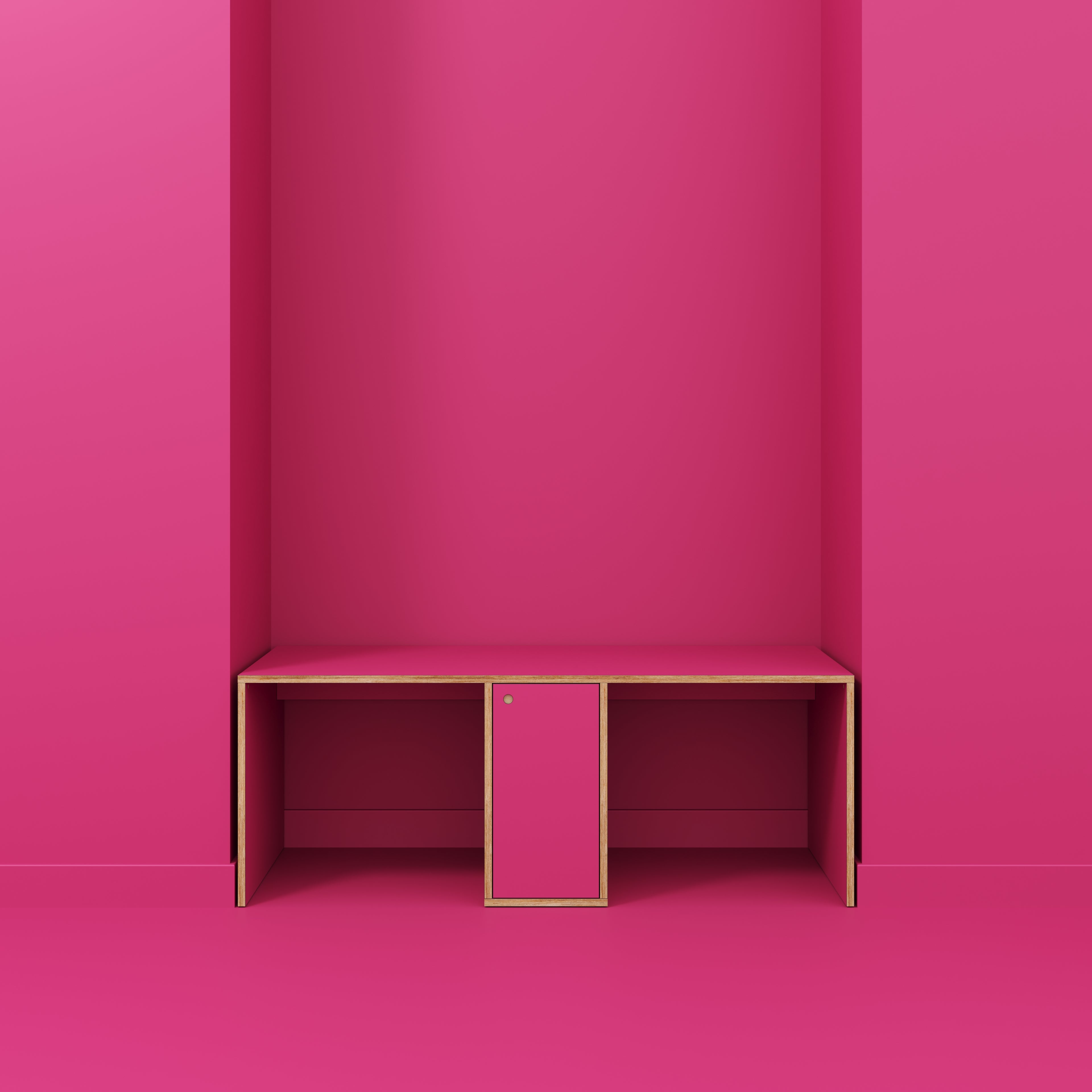 Plywood Desk with Storage Type 3 - Door - Formica Juicy Pink - 2000(w) x 800(d) x 750(h)