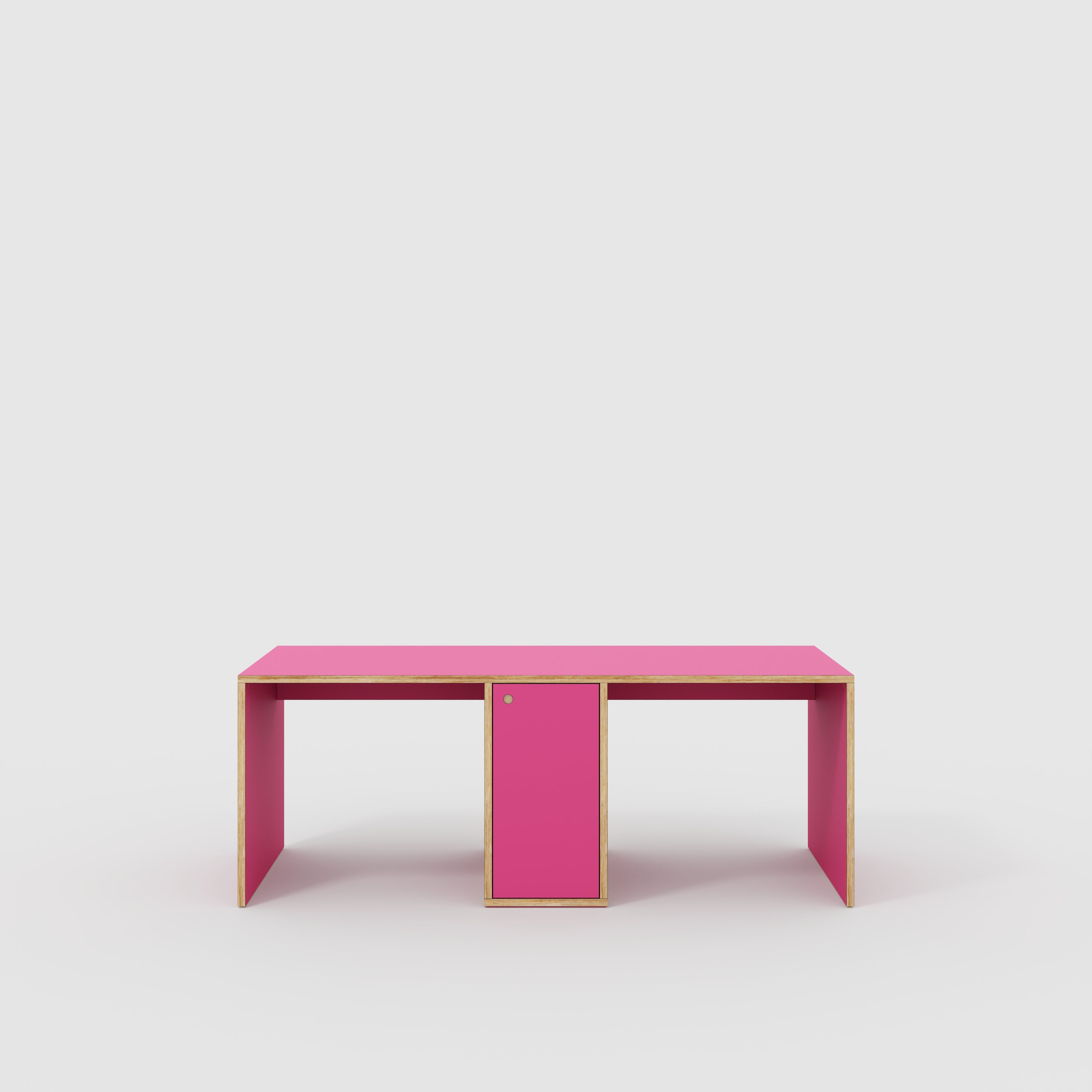 Plywood Desk with Storage Type 3 - Door - Formica Juicy Pink - 2000(w) x 800(d) x 750(h)