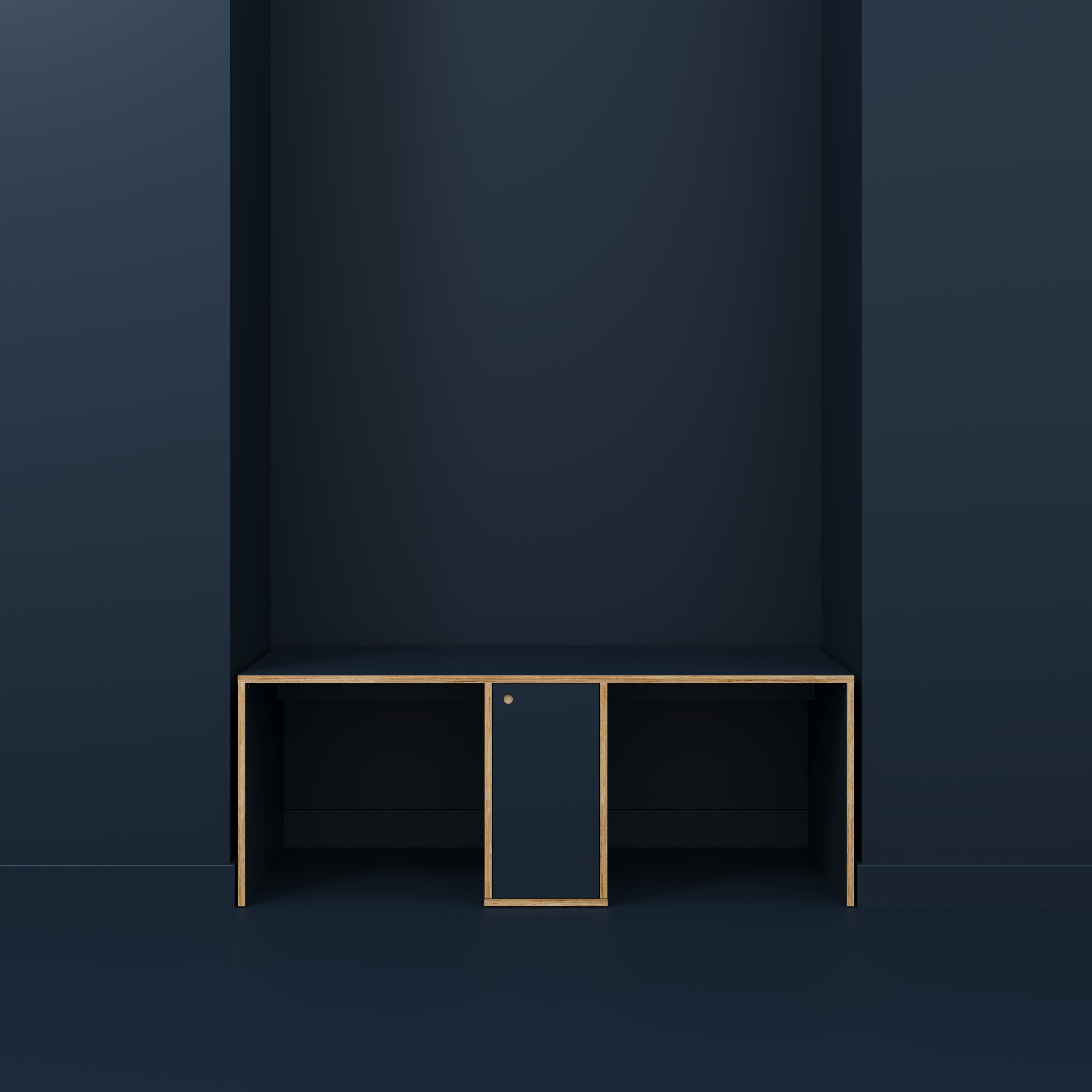 Plywood Desk with Storage Type 3 - Door - Formica Night Sea Blue - 2000(w) x 800(d) x 750(h)