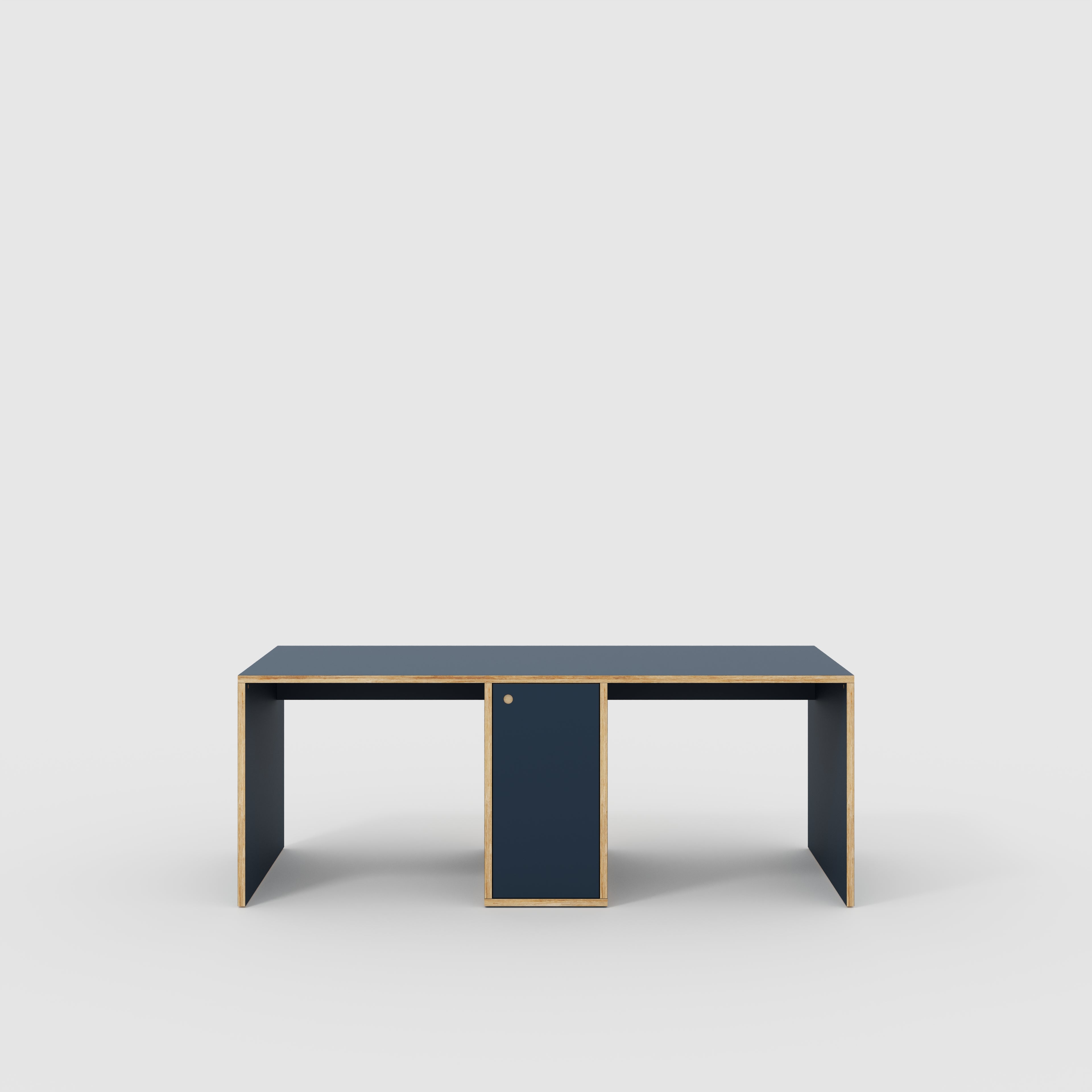 Plywood Desk with Storage Type 3 - Door - Formica Night Sea Blue - 2000(w) x 800(d) x 750(h)