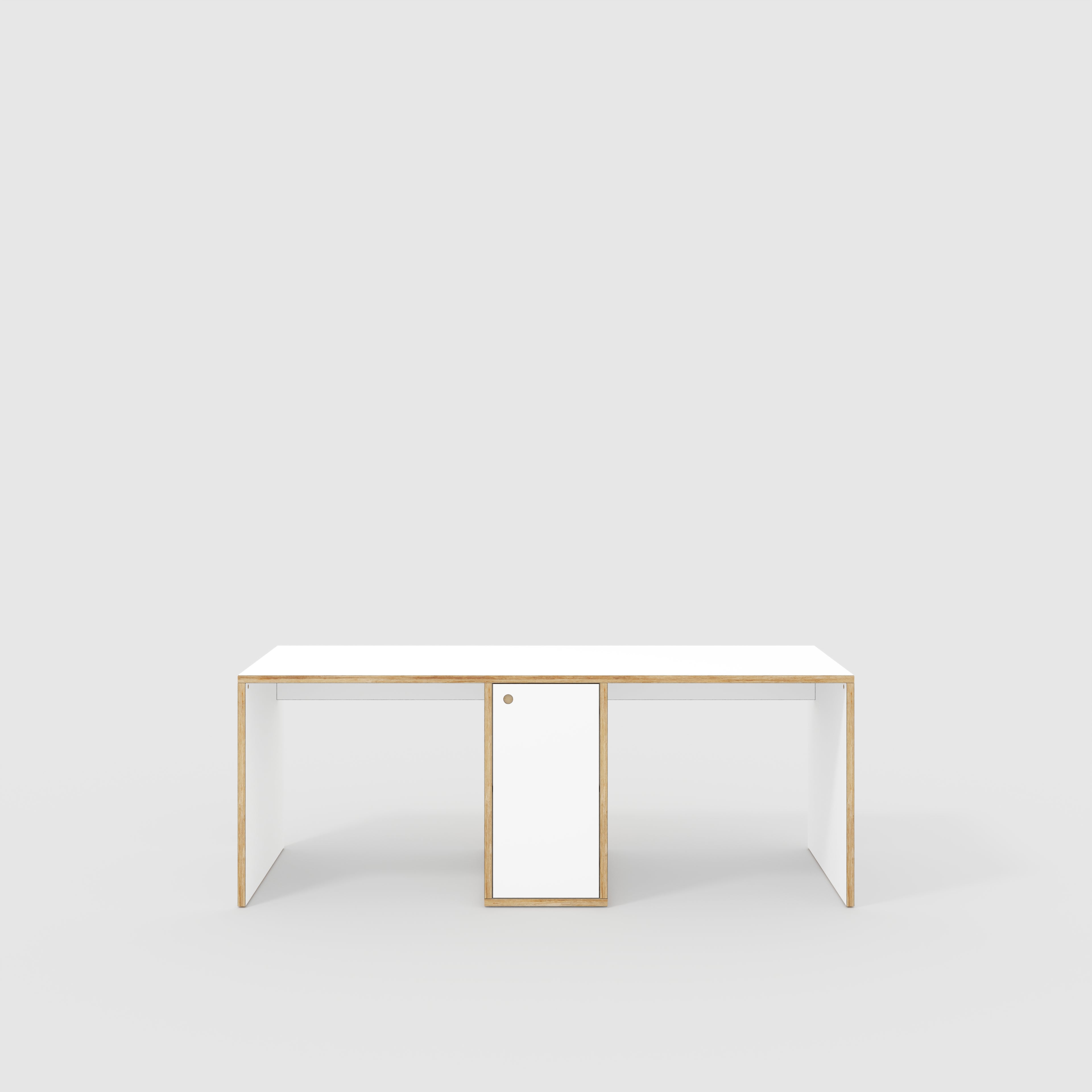 Plywood Desk with Storage Type 3 - Door - Formica White - 2000(w) x 800(d) x 750(h)