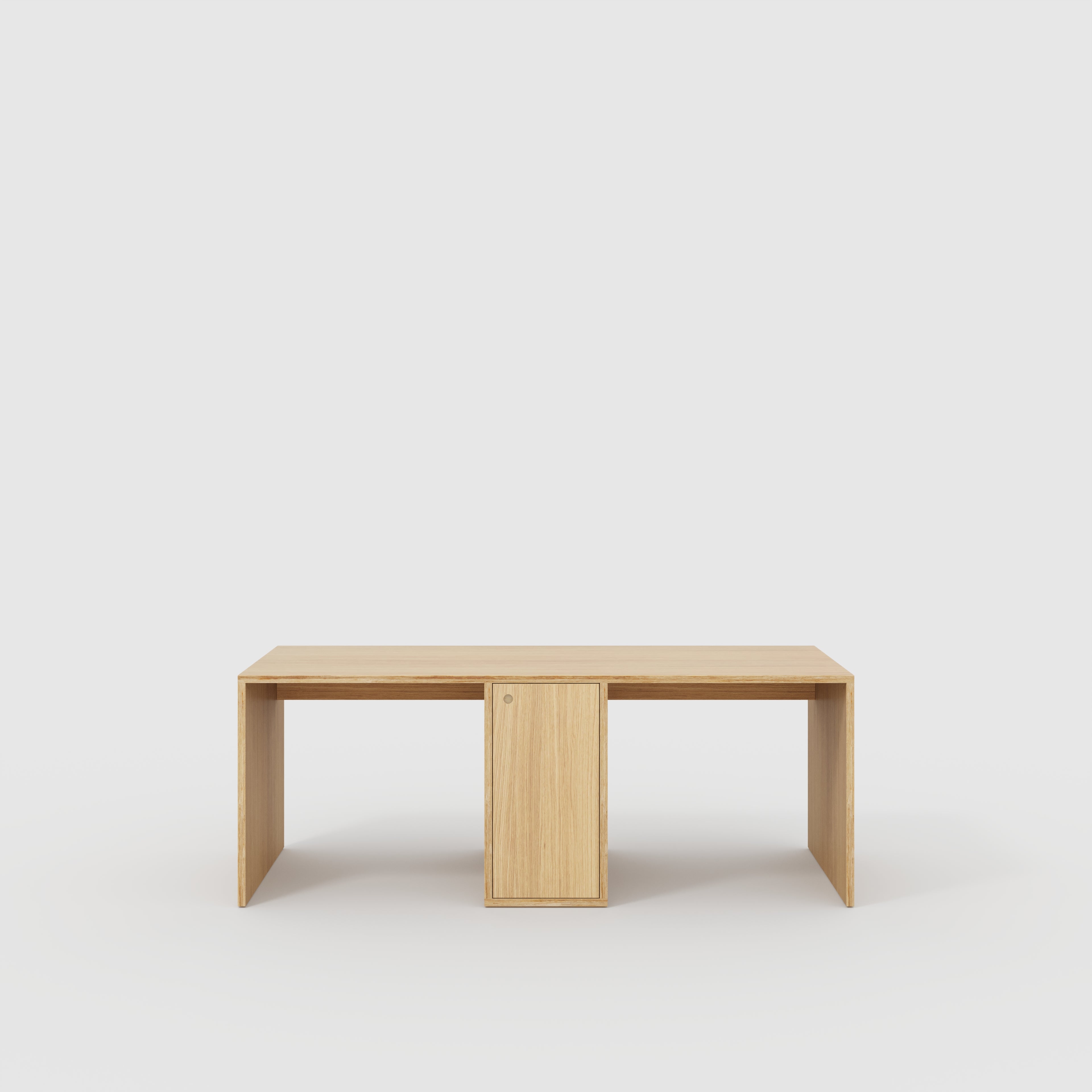 Plywood Desk with Storage Type 3 - Door - Plywood Oak - 2000(w) x 800(d) x 750(h)