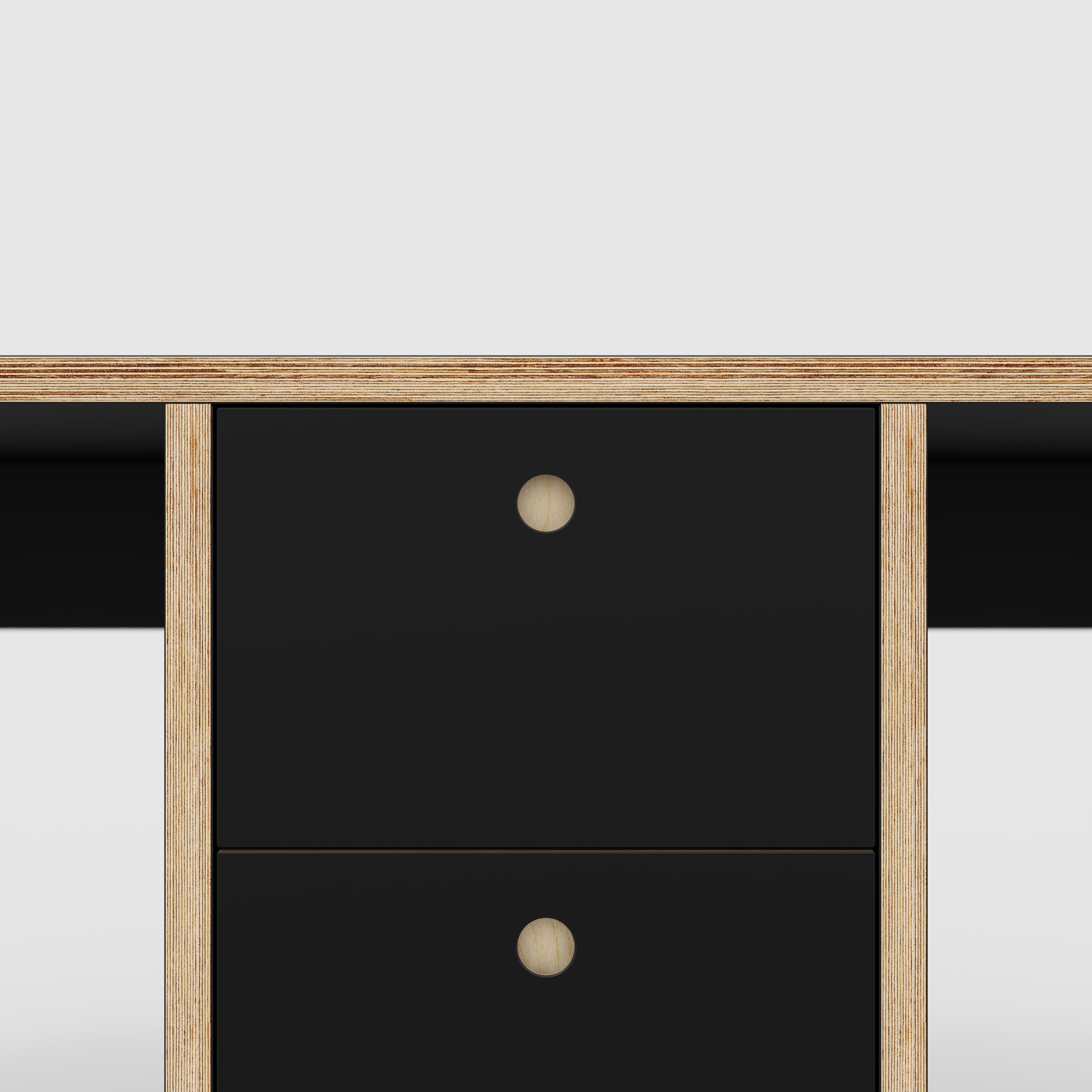 Plywood Desk with Storage Type 3 - Drawers - Formica Diamond Black - 2000(w) x 800(d) x 750(h)