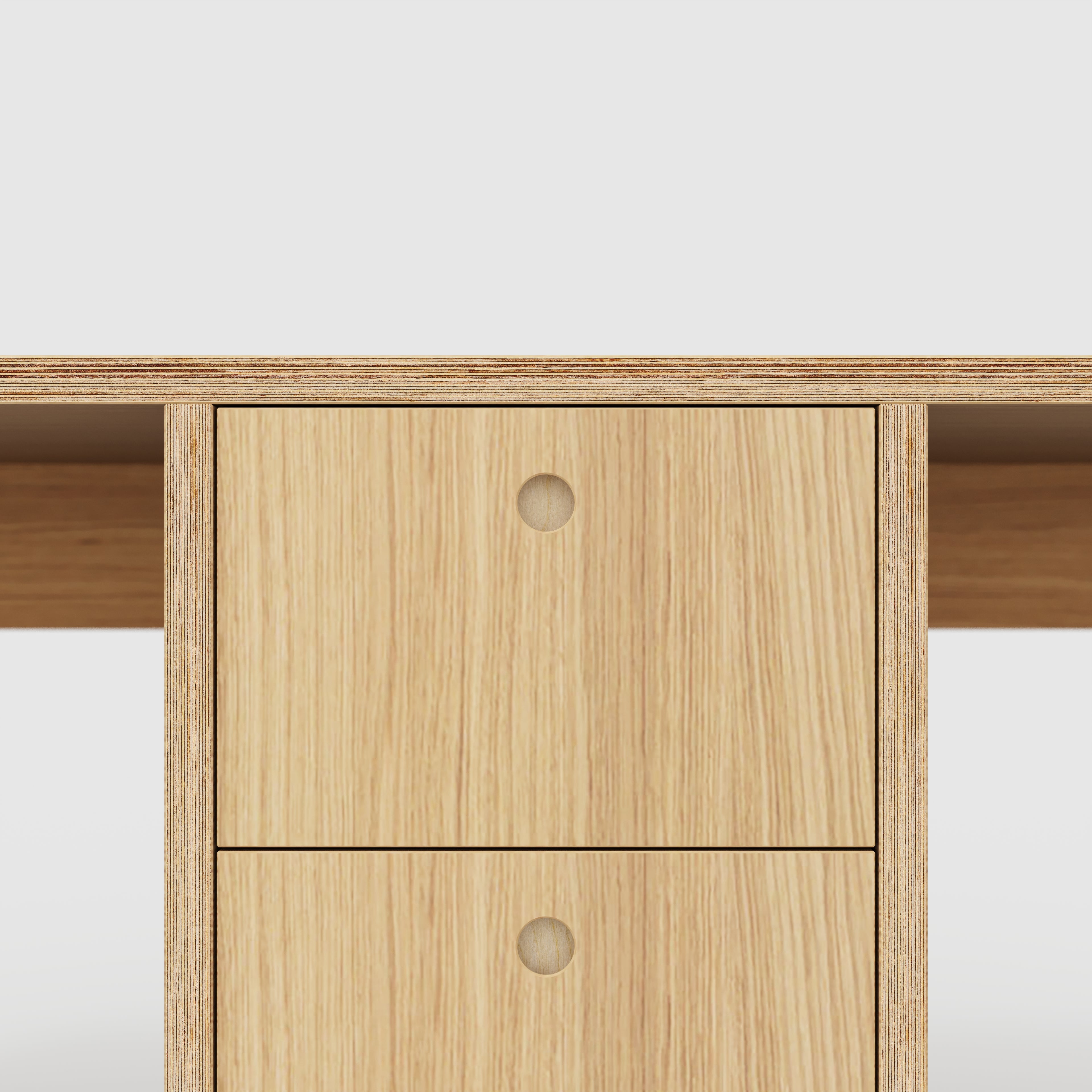 Plywood Desk with Storage Type 3 - Drawers - Plywood Oak - 2000(w) x 800(d)