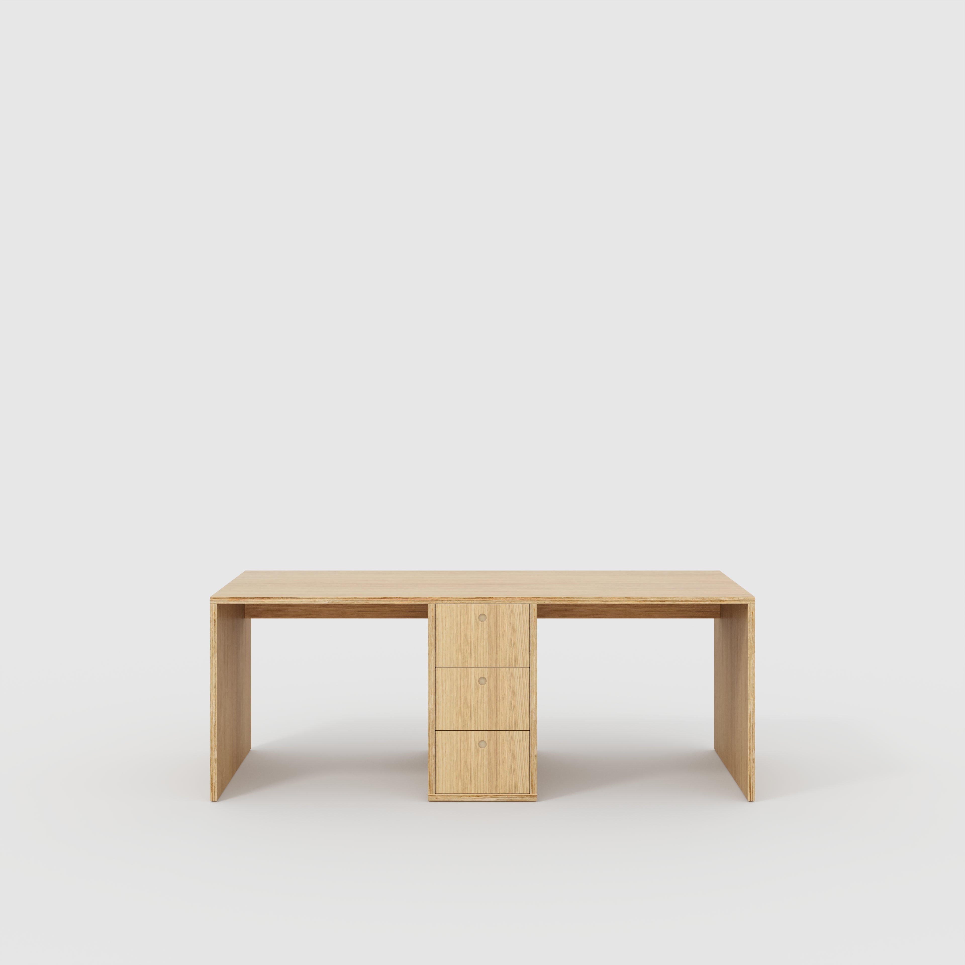 Plywood Desk with Storage Type 3 - Drawers - Plywood Oak - 2000(w) x 800(d)