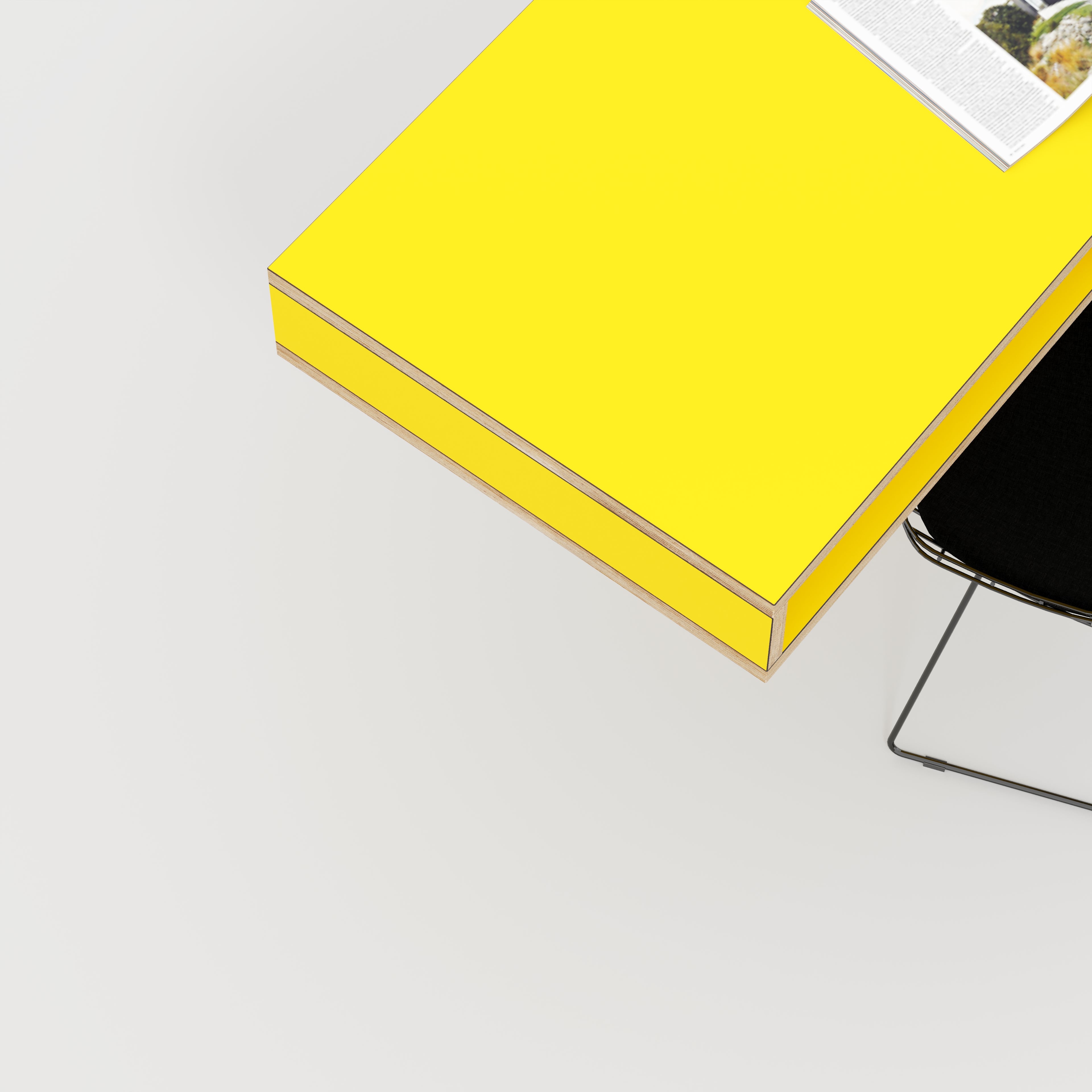 Plywood Desktop with Storage - Formica Chrome Yellow - 1200(w) x 600(d) x 150(h)