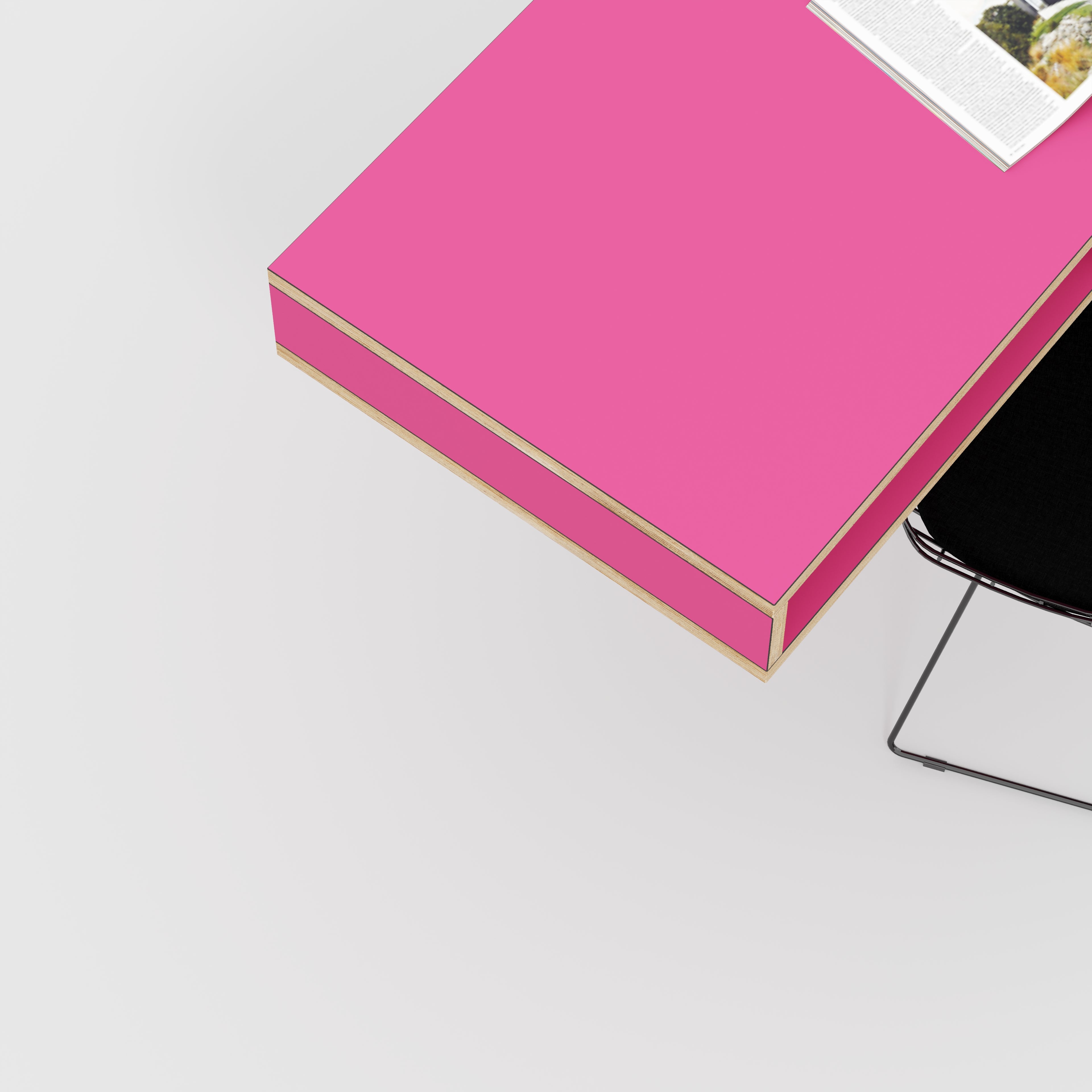 Plywood Desktop with Storage - Formica Juicy Pink - 1200(w) x 600(d) x 150(h)