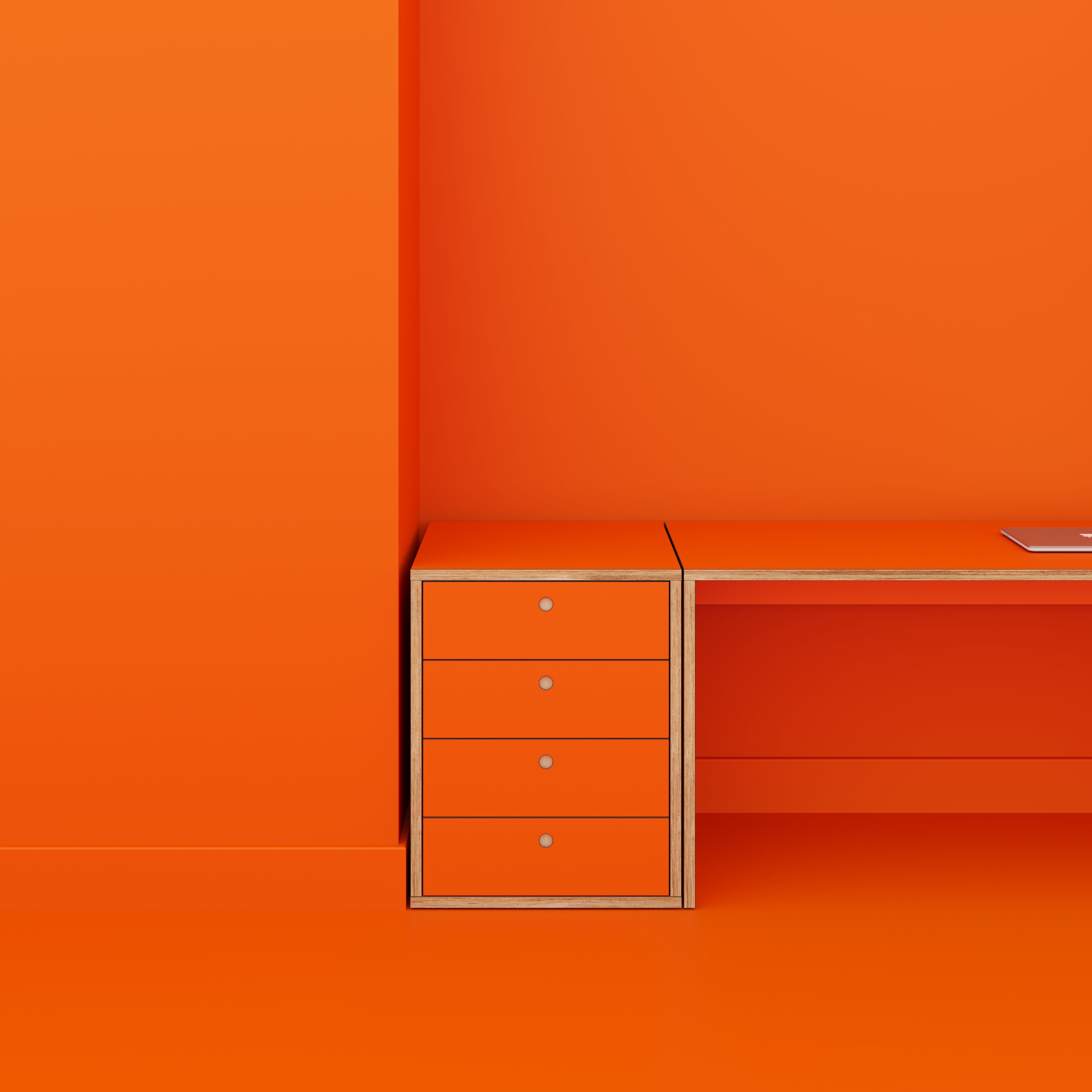 Plywood Drawer Unit - Formica Levante Orange - 600(w) x 600(d) x 750(h)