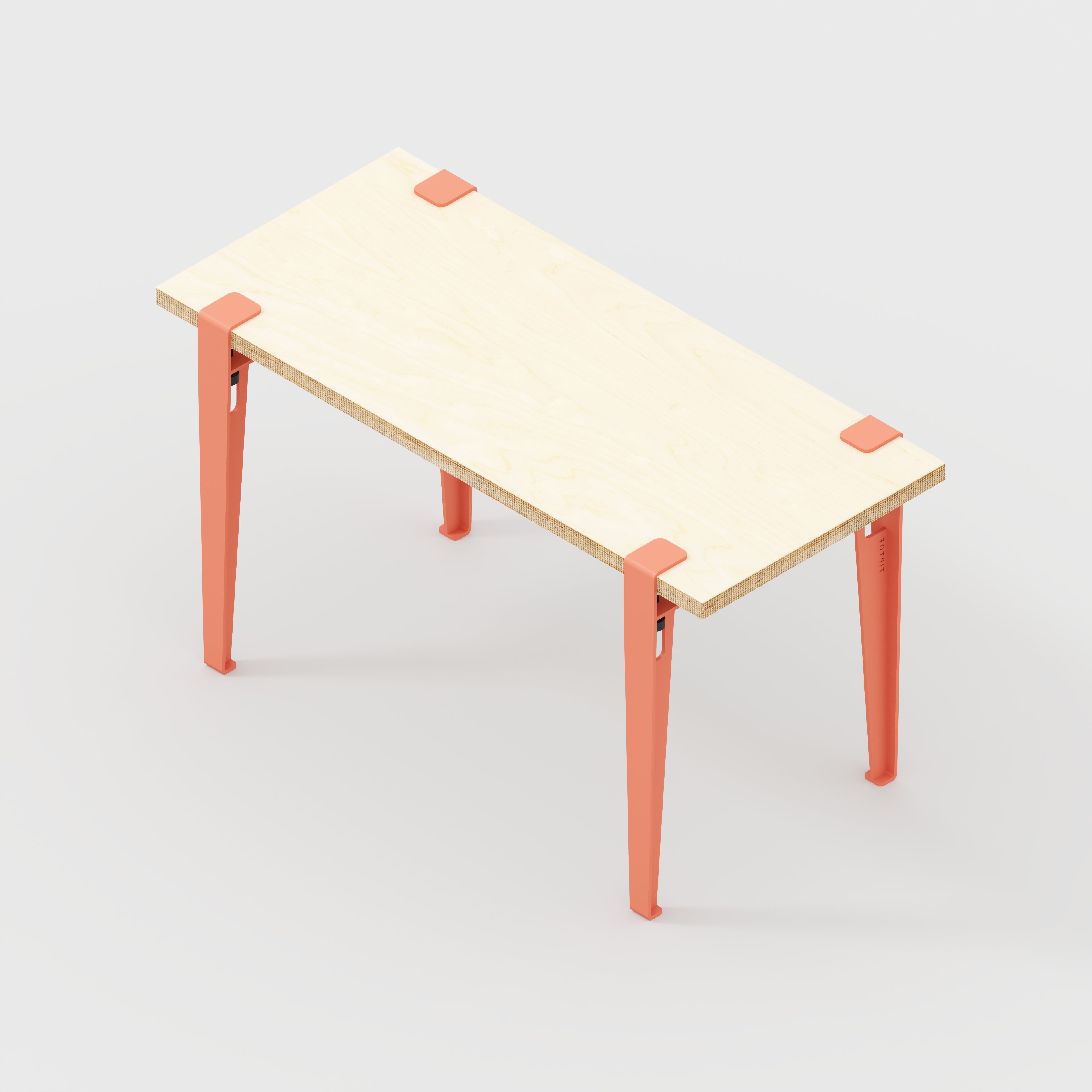 Plywood Kids Desk with Flamingo Pink Tiptoe Legs - Plywood Birch - 800(w) x 400(d) x 500(h)