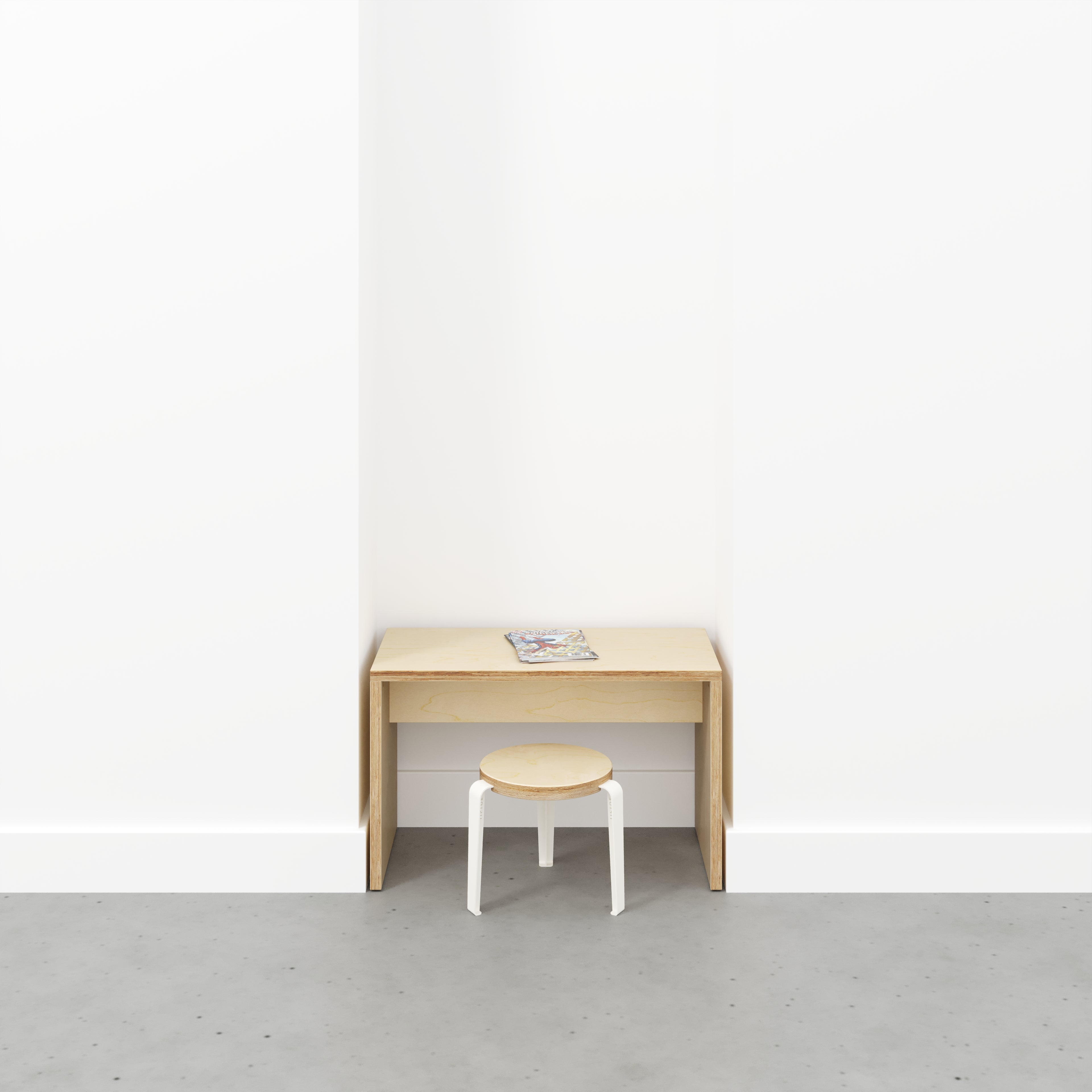 Plywood Kids Desk with Solid Sides - Plywood Birch - 800(w) x 400(d) x 500(h)