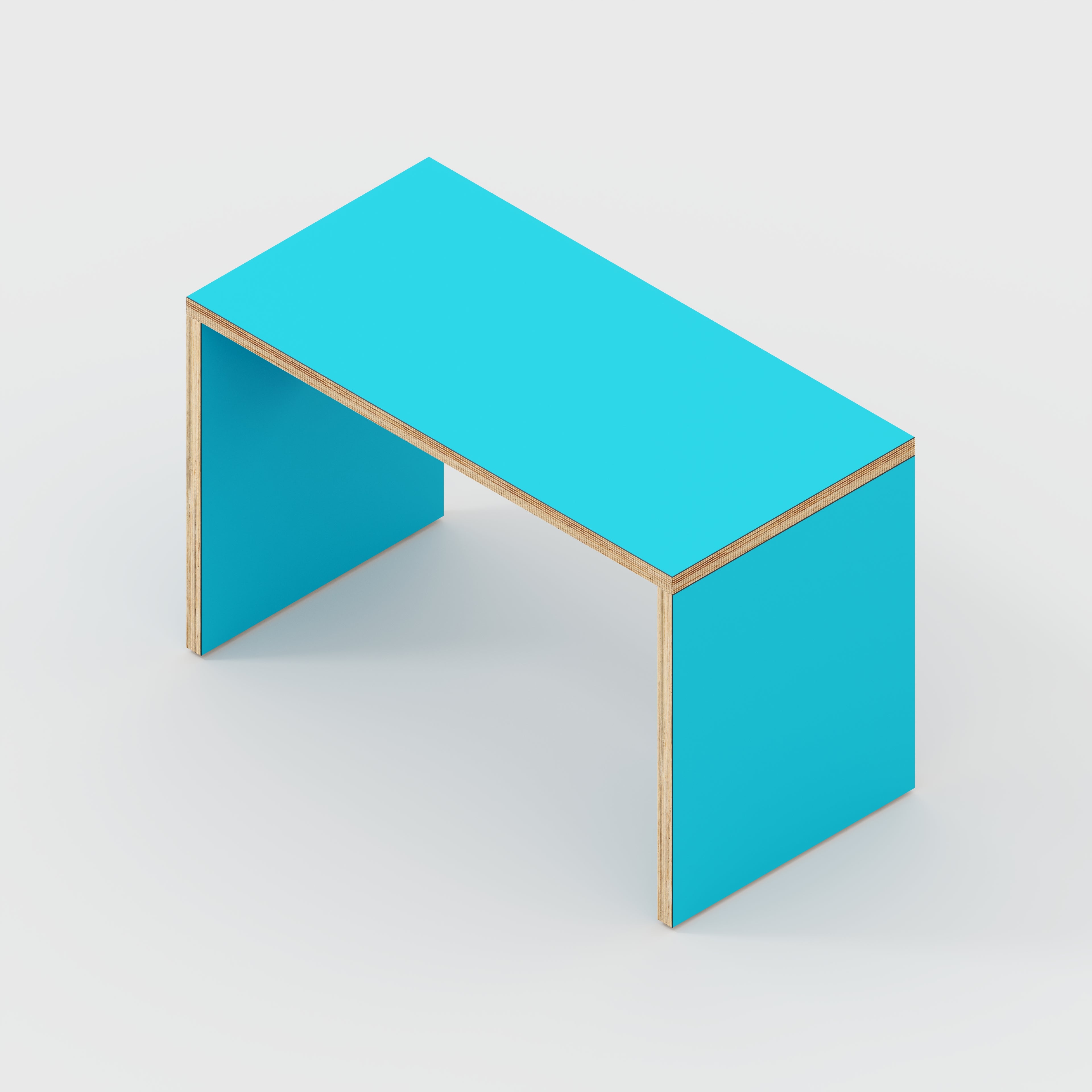 Plywood Kids Desk with Solid Sides - Formica Caribbean Blue - 800(w) x 400(d) x 500(h)