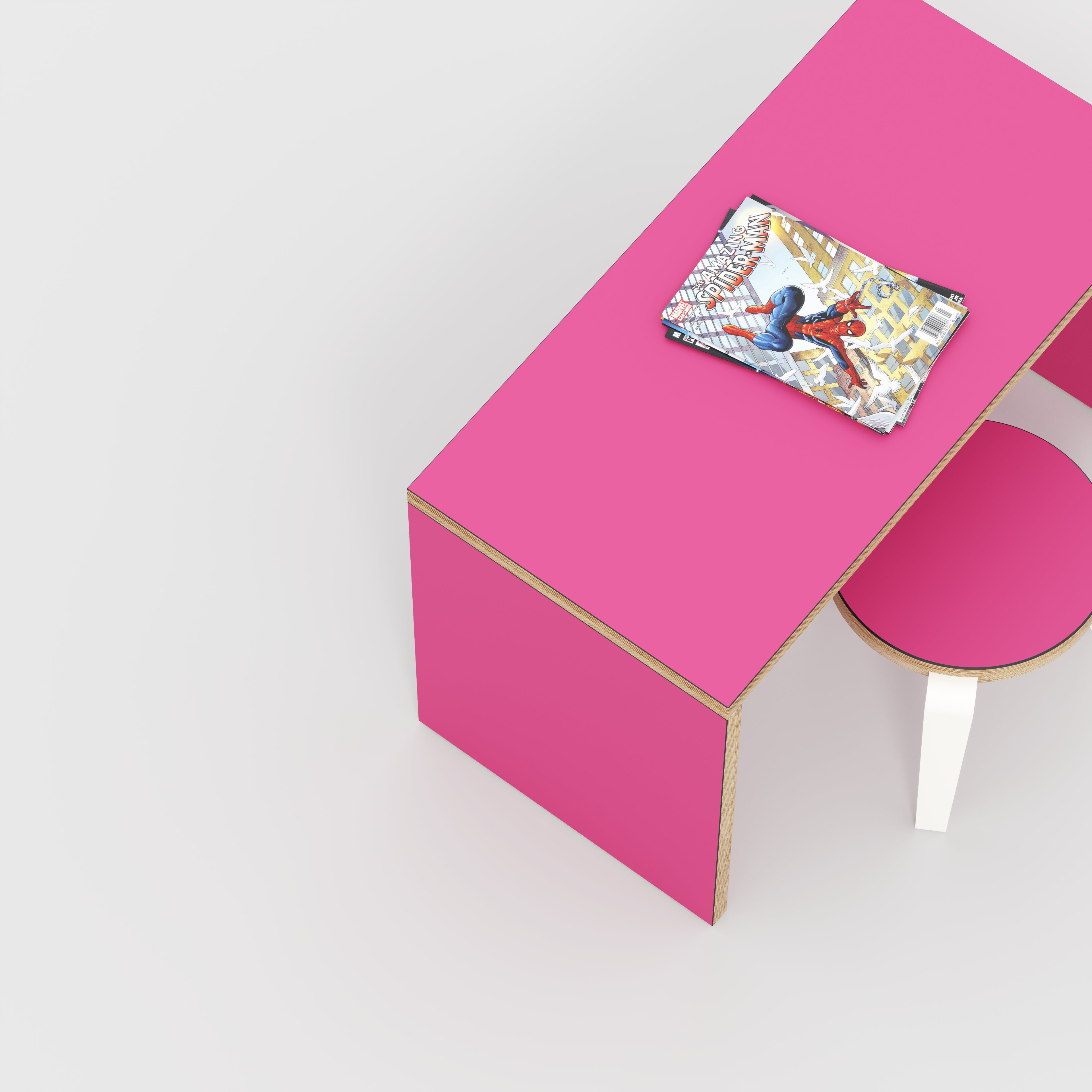 Plywood Kids Desk with Solid Sides - Formica Juicy Pink - 800(w) x 400(d) x 500(h)