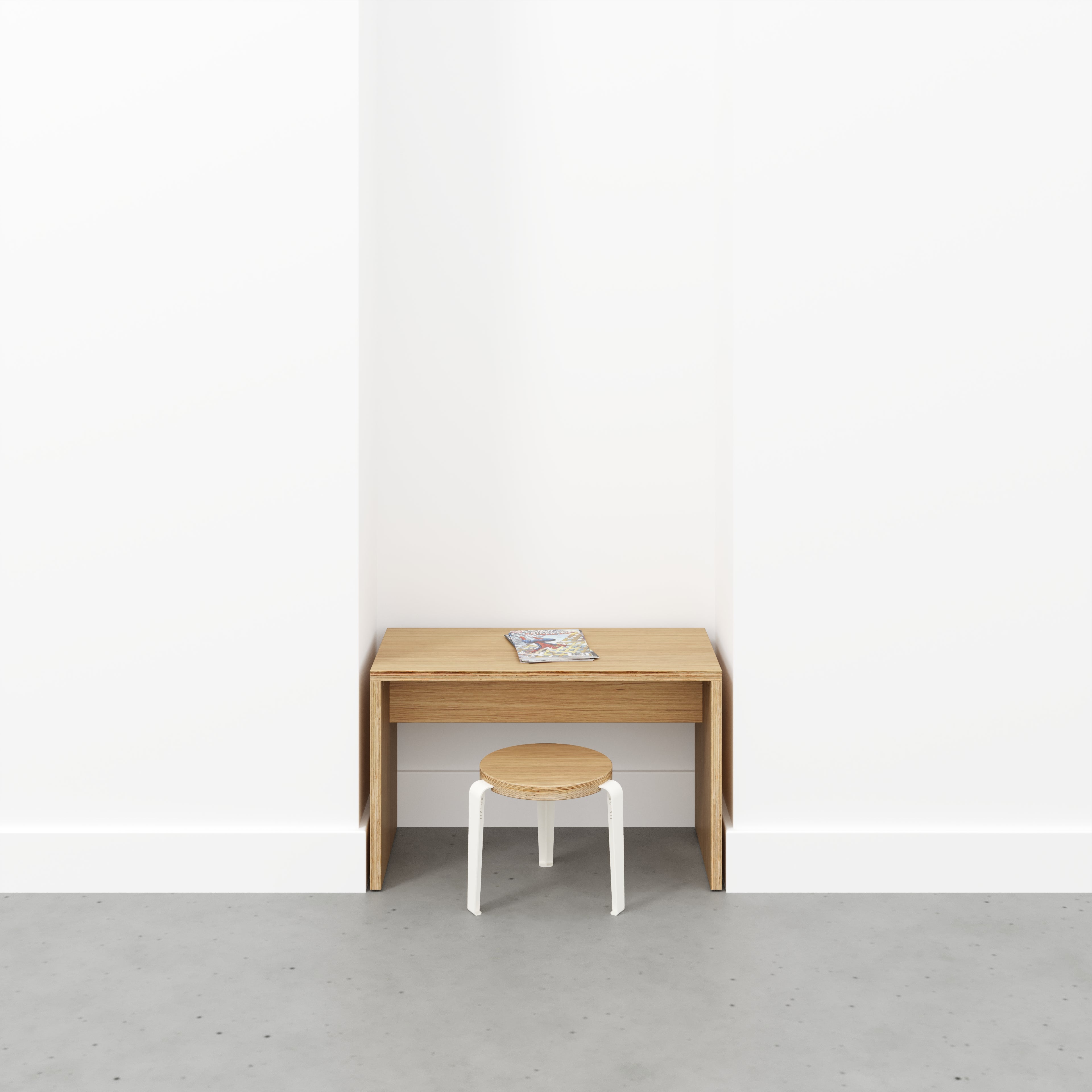 Plywood Kids Desk with Solid Sides - Plywood Oak - 800(w) x 400(d) x 500(h)