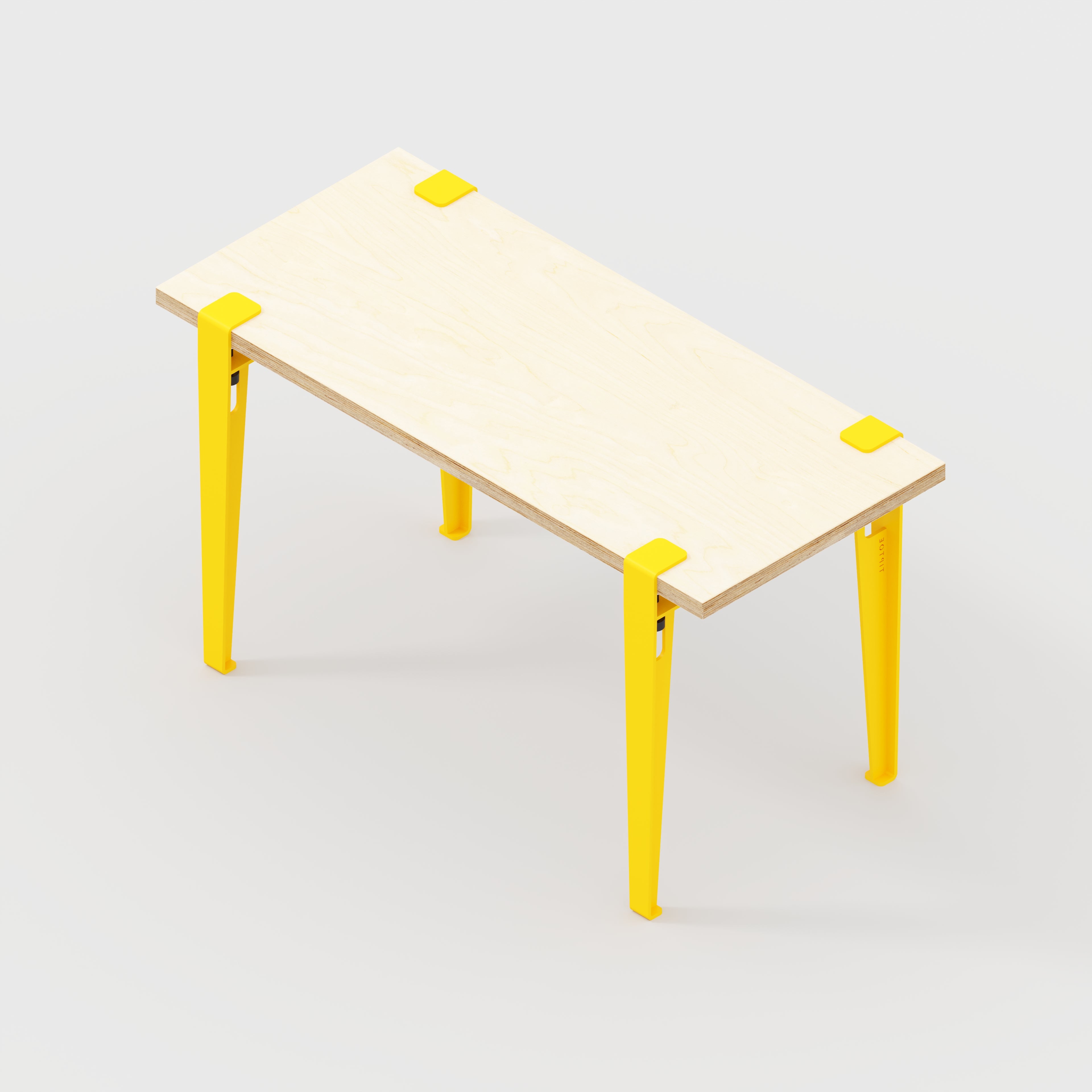 Plywood Kids Desk with Sun Yellow Tiptoe Legs - Plywood Birch - 800(w) x 400(d) x 500(h)