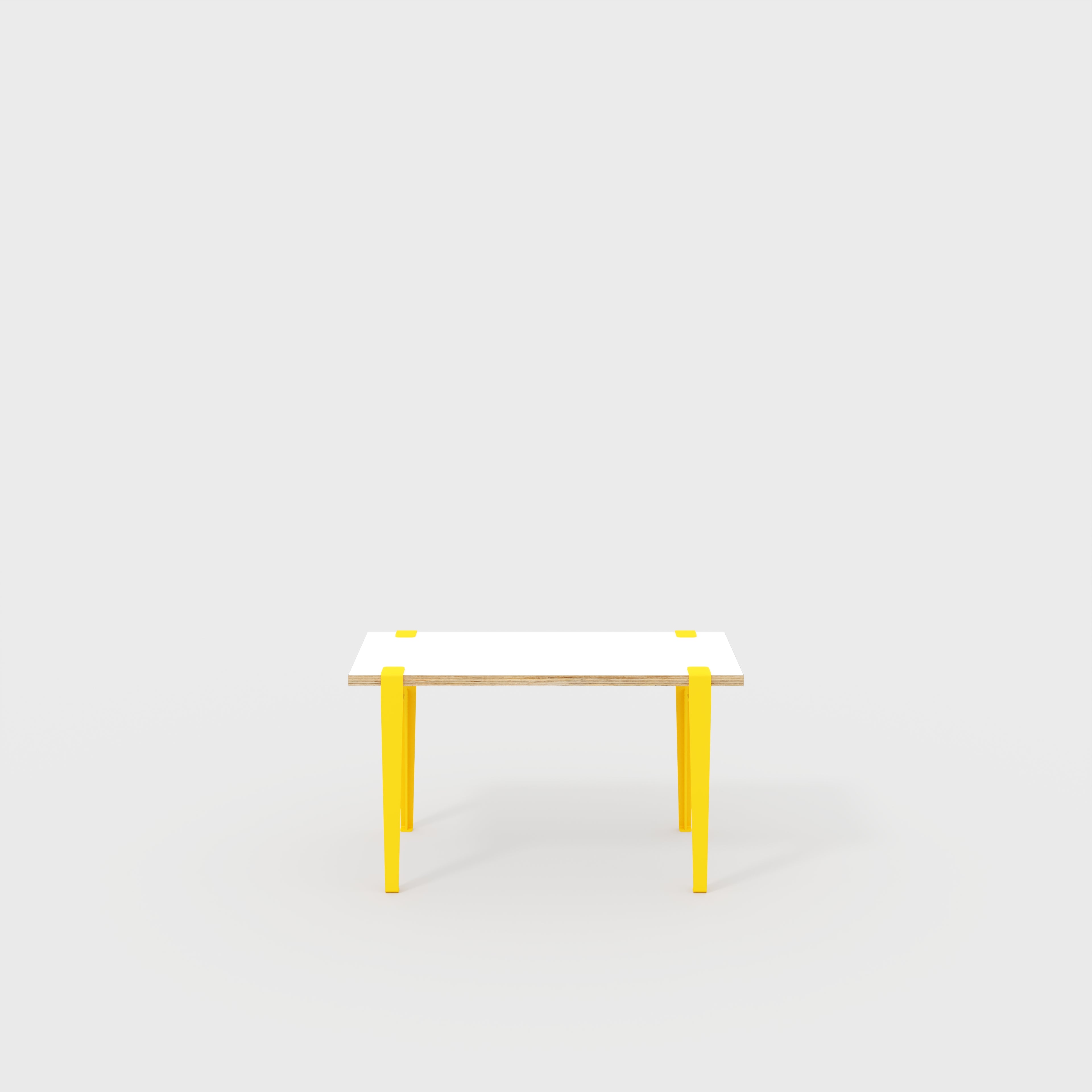 Plywood Kids Desk with Sun Yellow Tiptoe Legs - Formica White - 800(w) x 400(d) x 500(h)