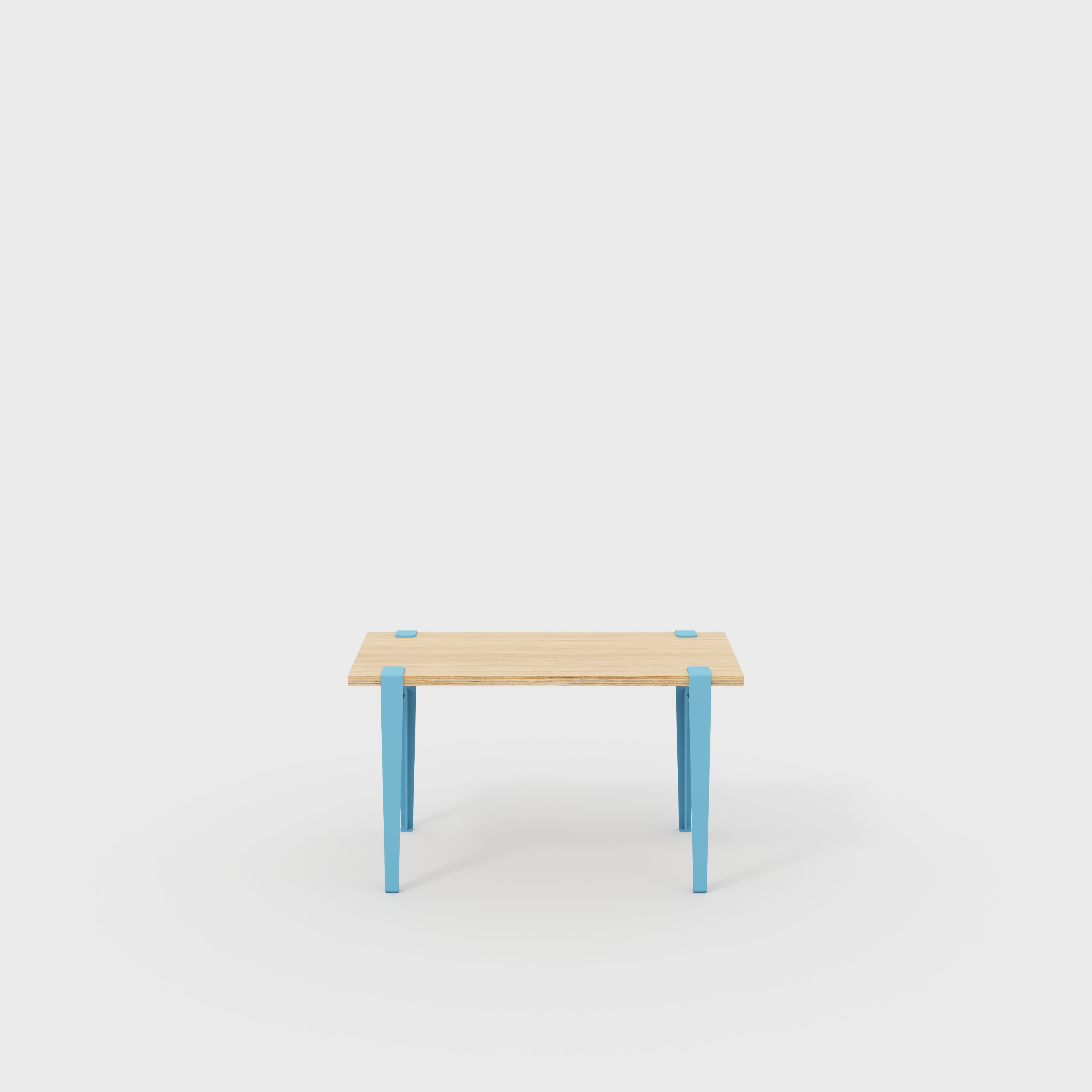 Plywood Kids Desk with Whale Blue Tiptoe Legs - Plywood Oak - 800(w) x 400(d) x 500(h)