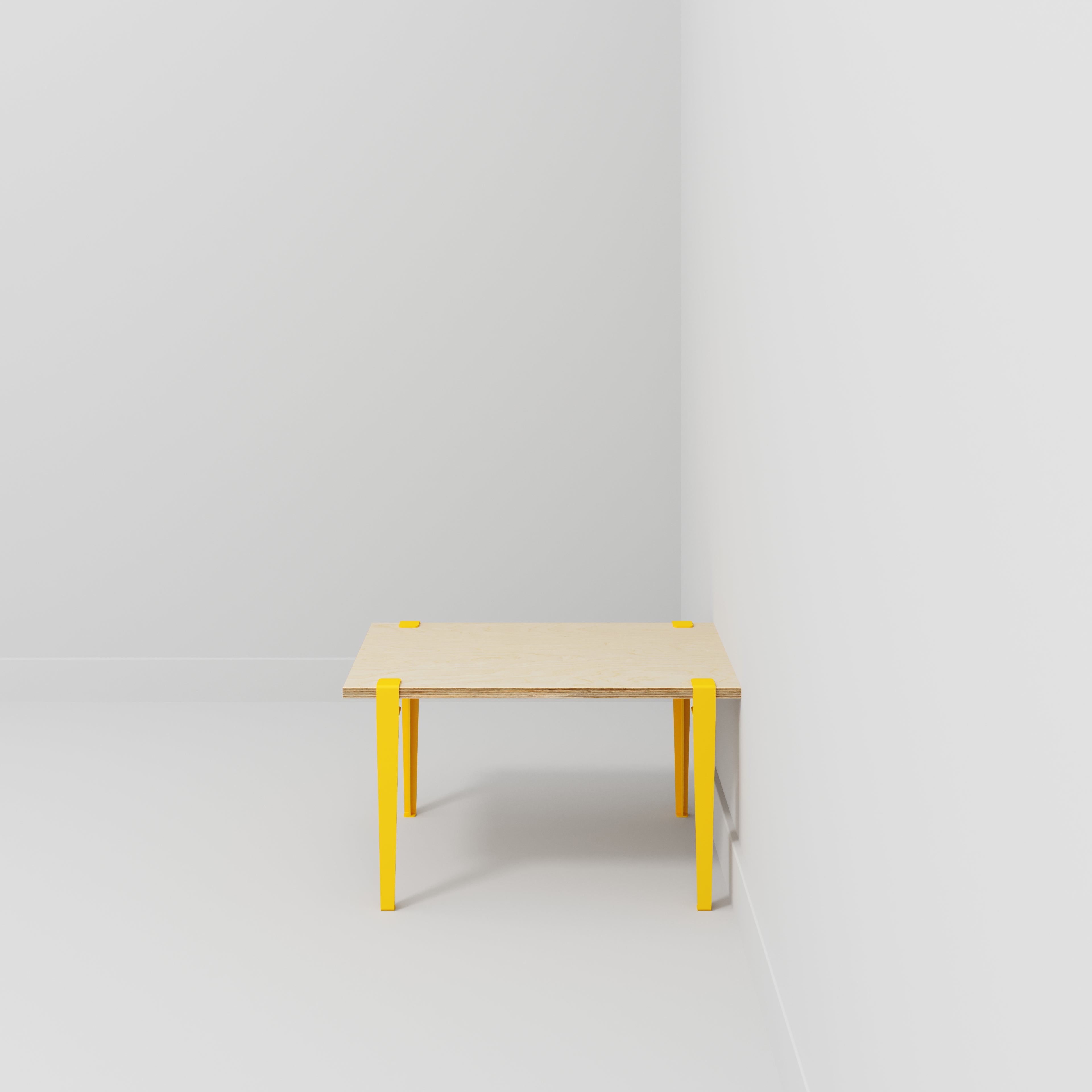 Kids Table with Sun Yellow Tiptoe Legs - Plywood Birch - 800(w) x 600(d) x 500(h)