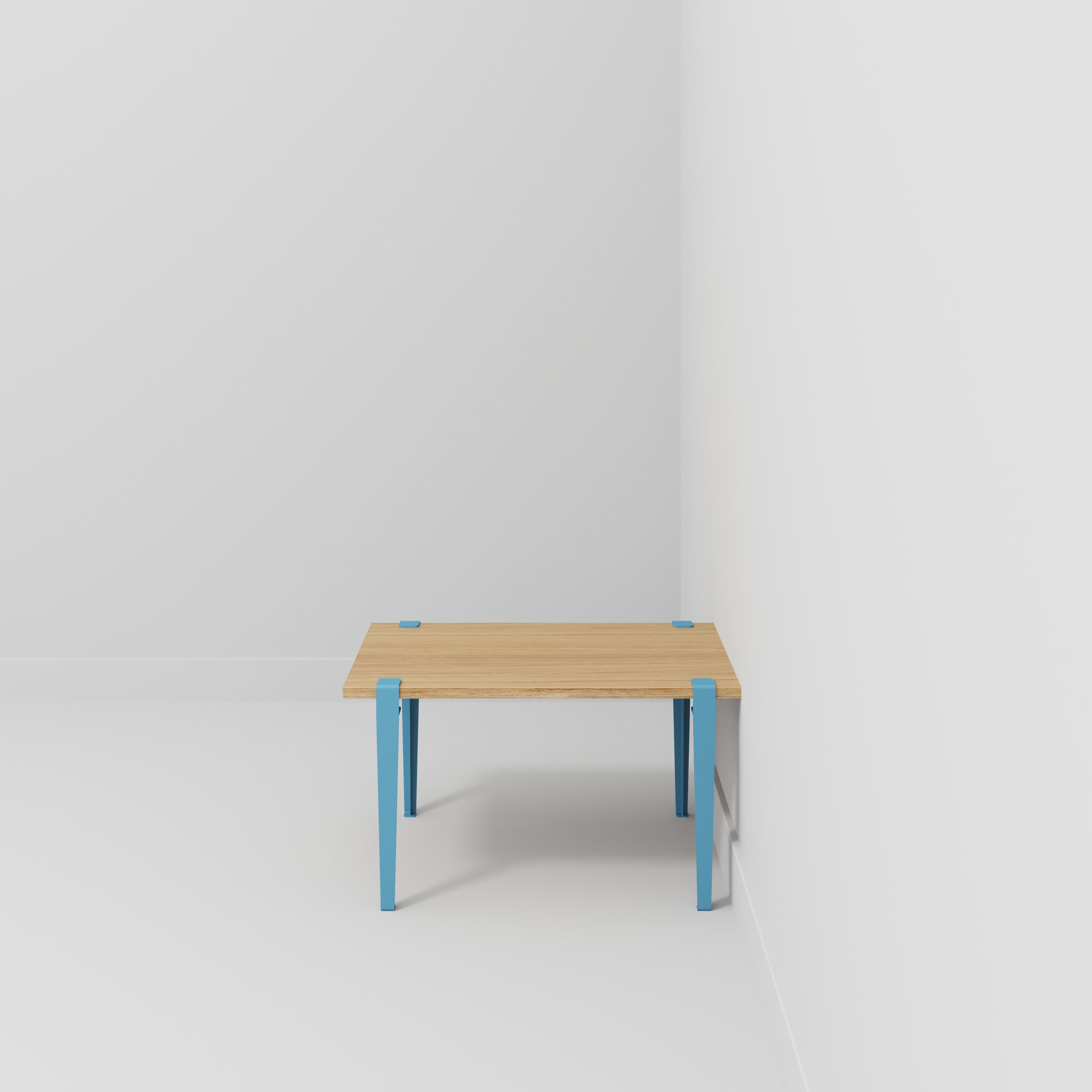 Kids Table with Whale Blue Tiptoe Legs - Plywood Oak - 800(w) x 600(d) x 500(h)