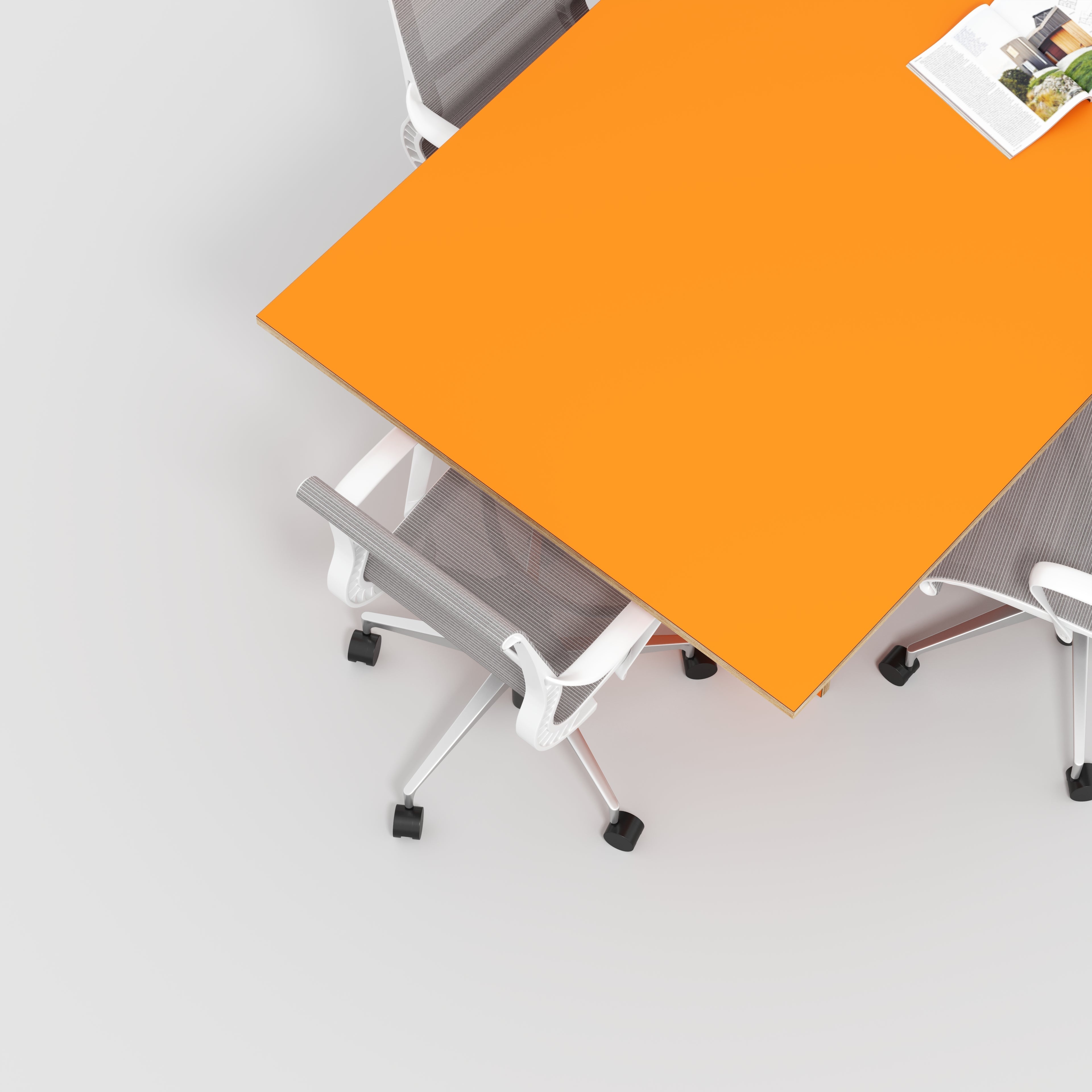 Plywood Platform Table - Formica Levante Orange - 5600(w) x 1000(d) x 750(h)