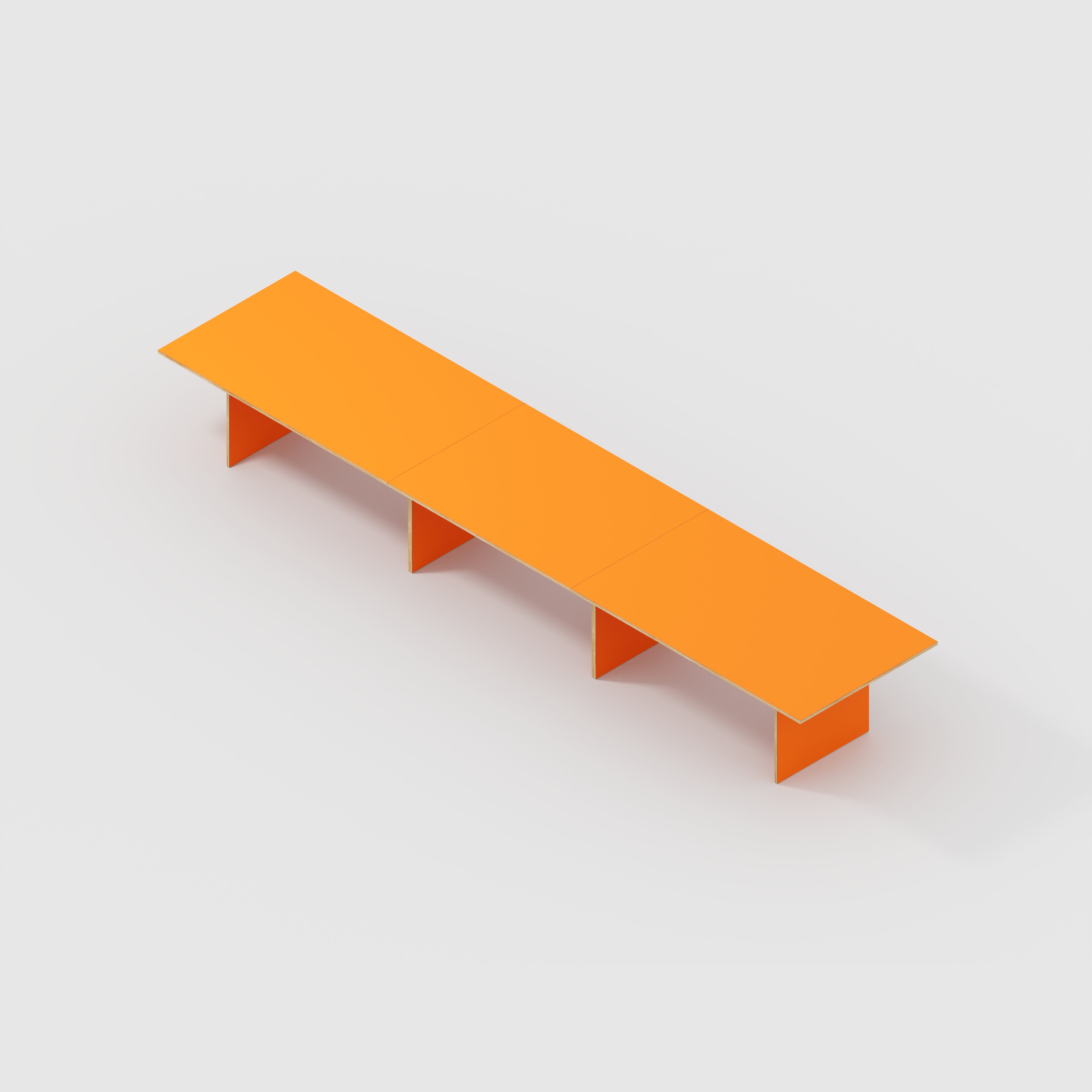 Plywood Platform Table - Formica Levante Orange - 5600(w) x 1000(d) x 750(h)