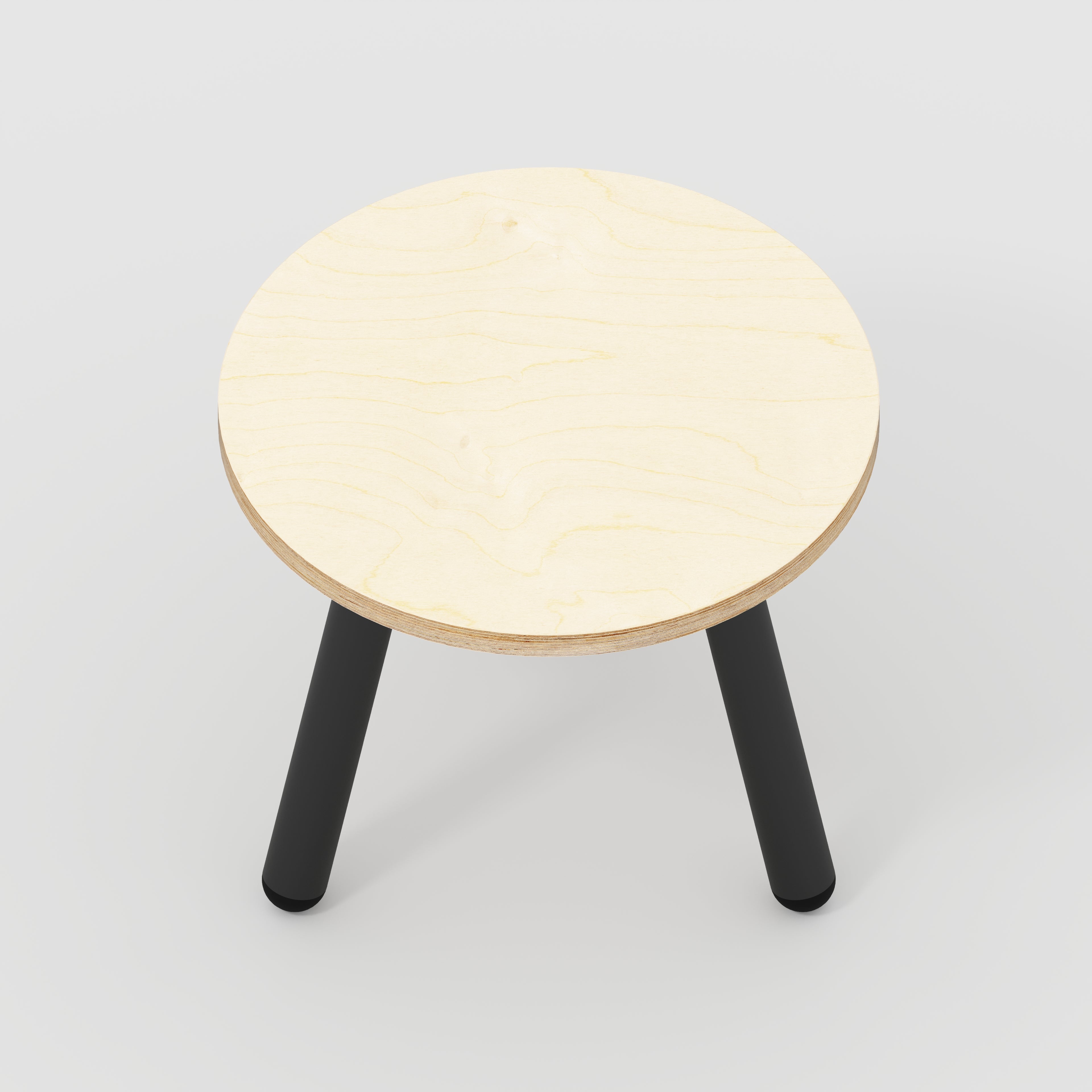 Round Side Table with Black Round Single Pin Legs - Plywood Birch - 500(w) x 500(d) x 425(h)
