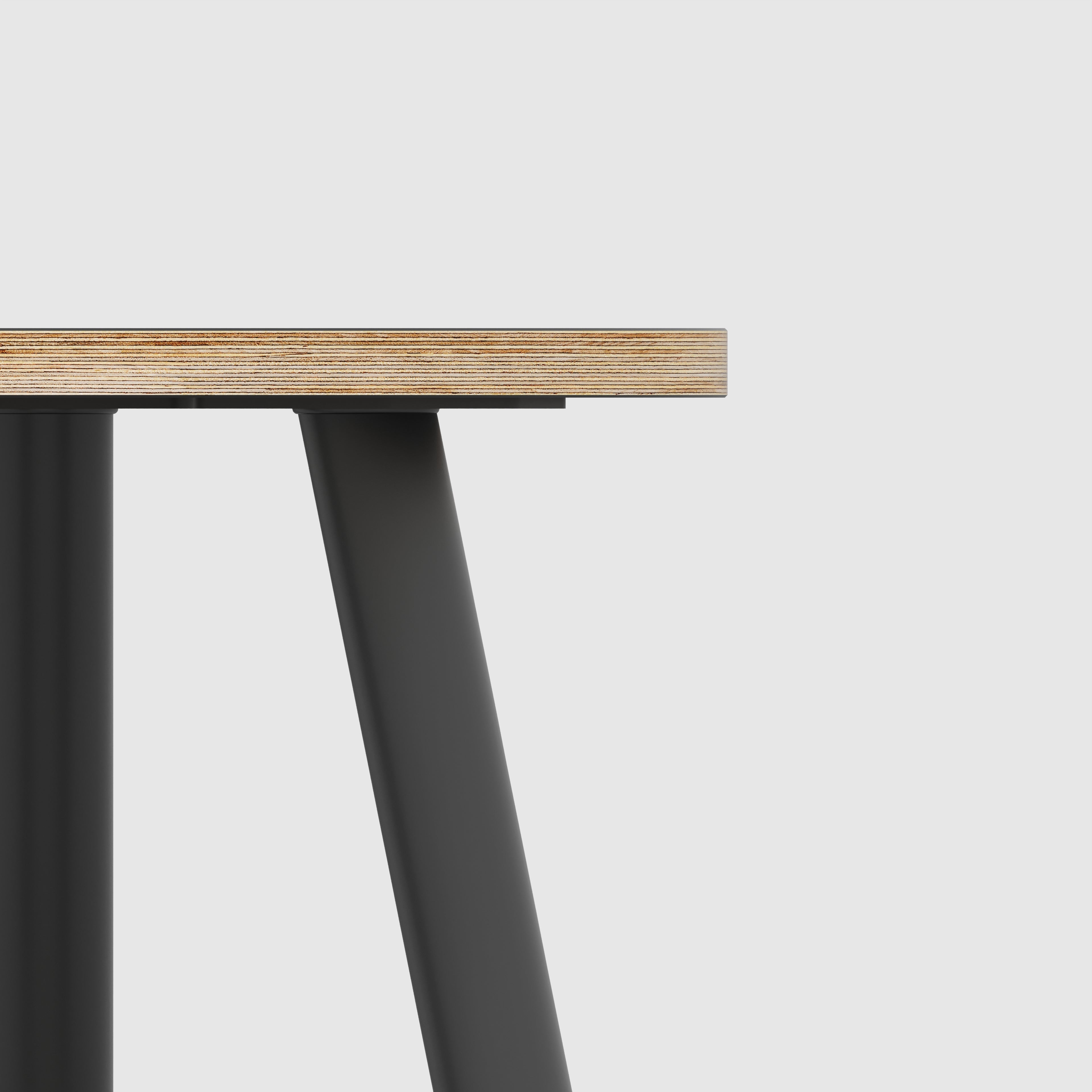 Plywood Round Side Table with Black Round Single Pin Legs - Formica Green Slate - 500(w) x 500(d) x 425(h)