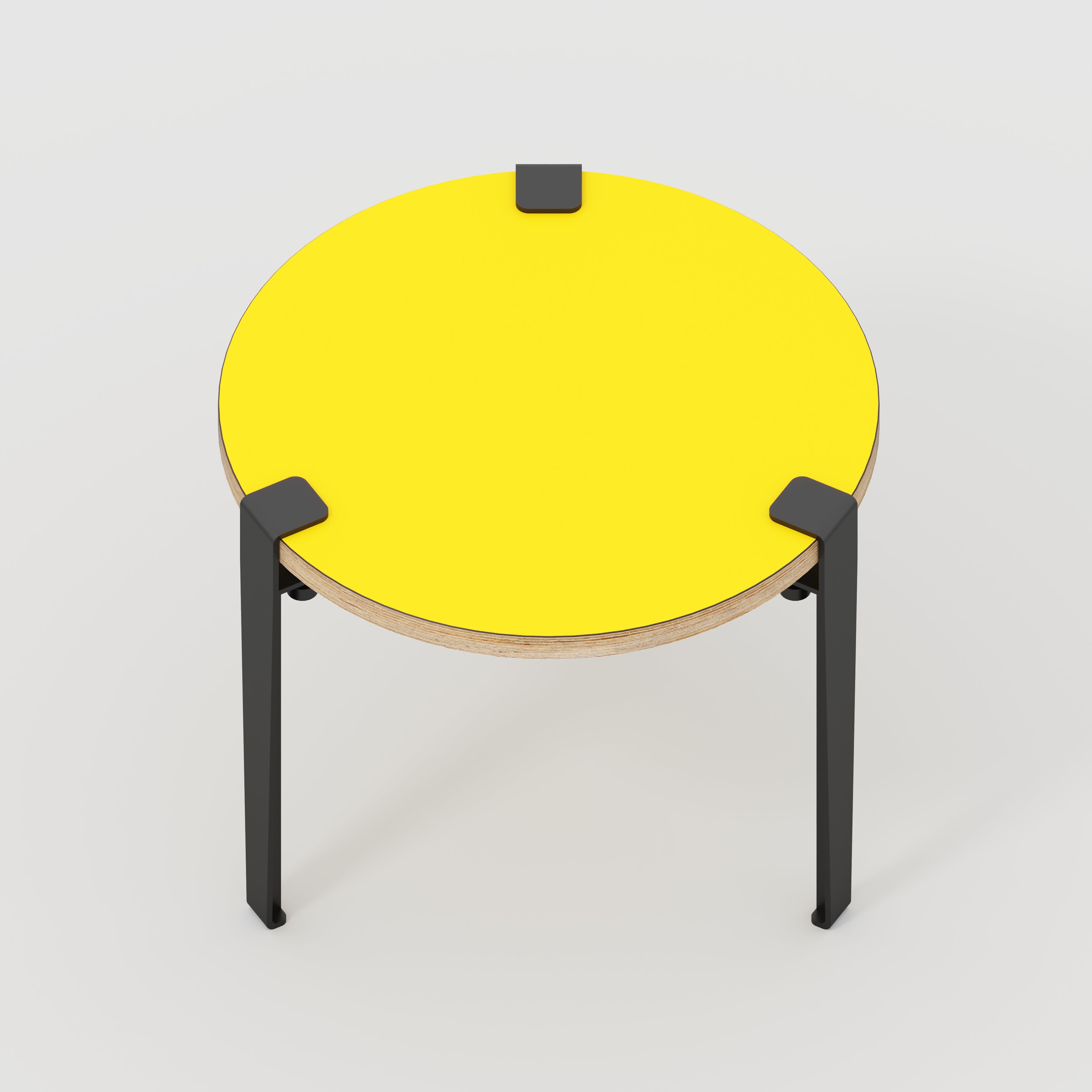 Round Side Table with Black Tiptoe Legs - Formica Chrome Yellow - 500(dia) x 430(h)