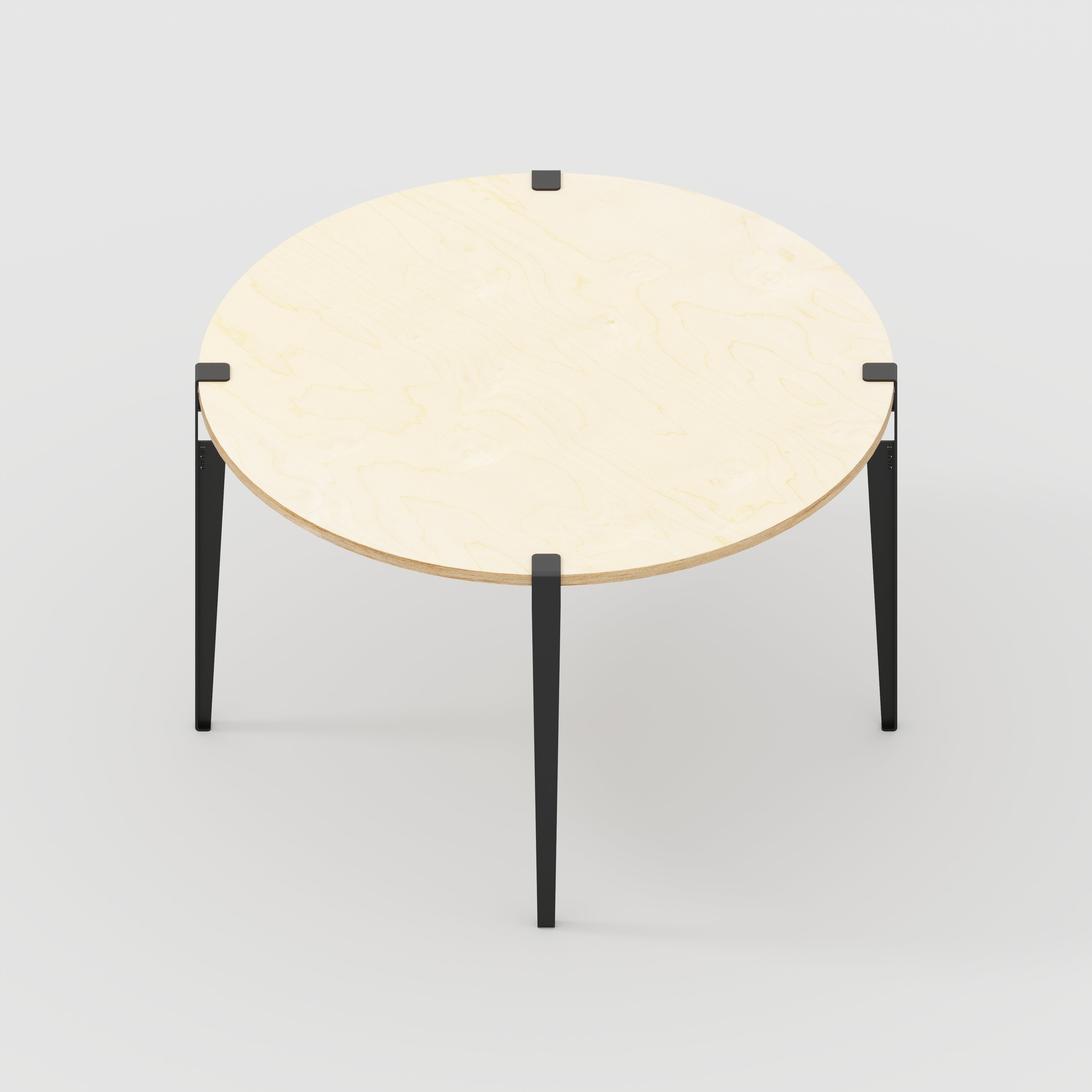Plywood Round Table with Black Tiptoe Legs - Plywood Birch - 1200(dia) x 750(h)