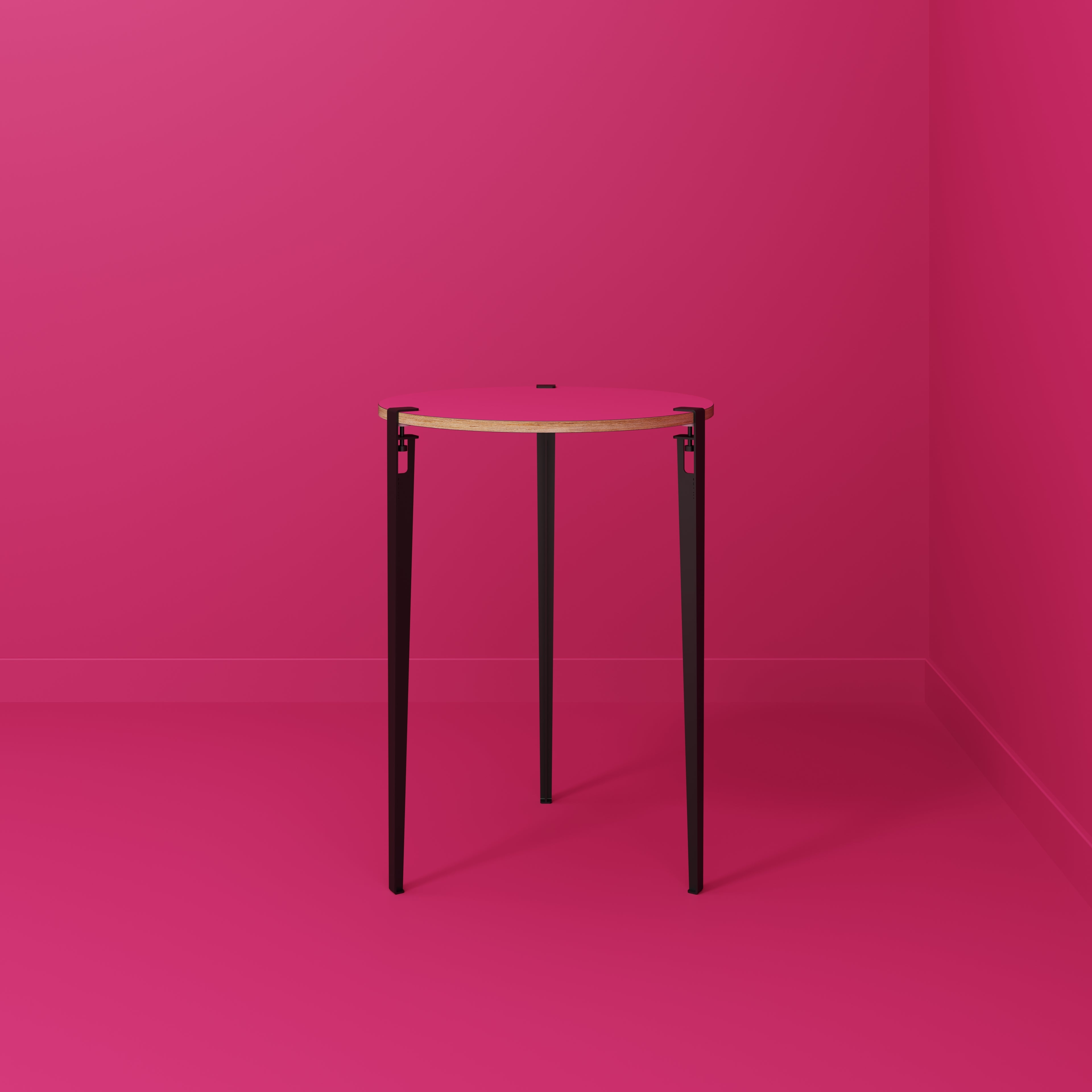 Plywood Round Table with Black Tiptoe Legs - Formica Juicy Pink - 800(dia) x 1100(h)