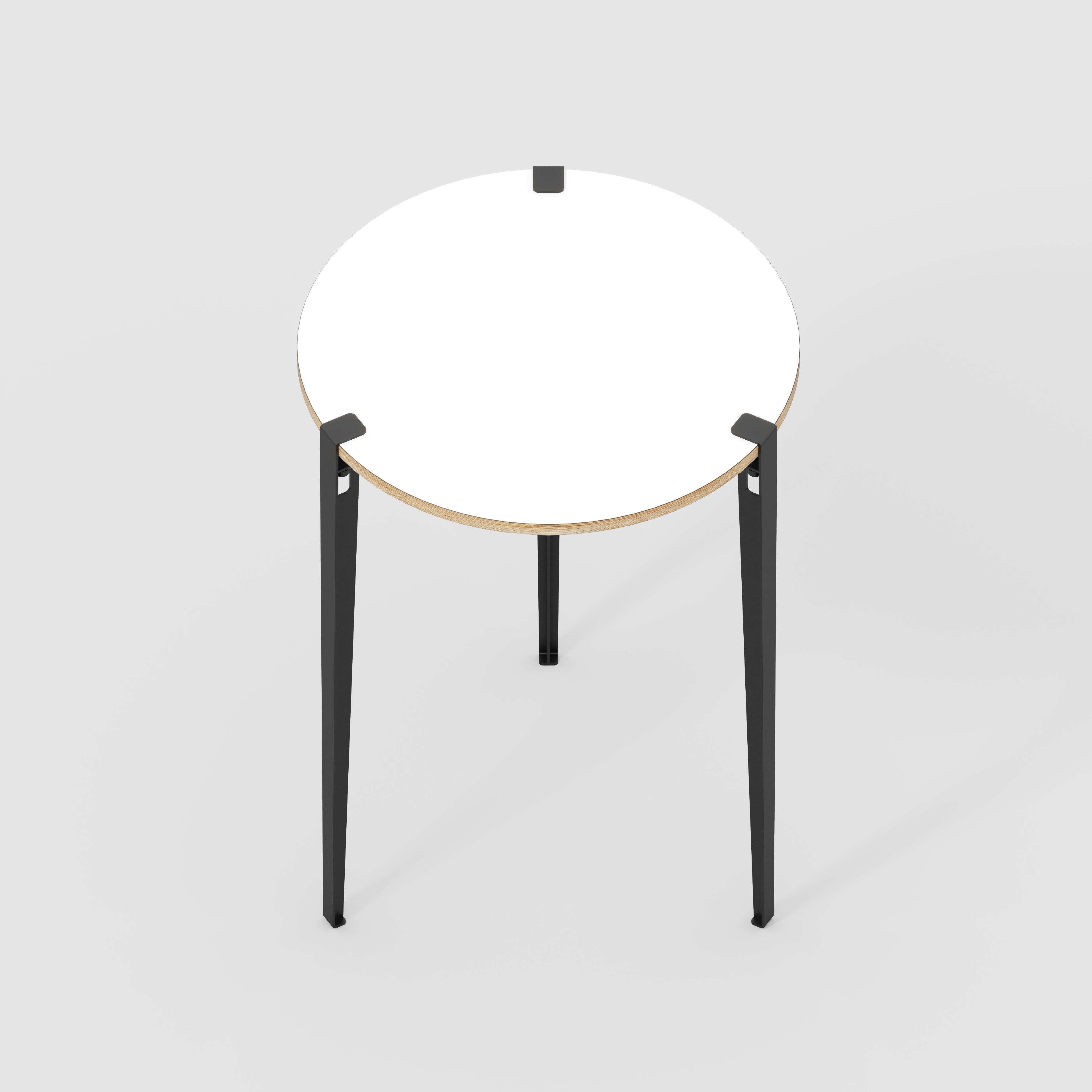 Plywood Round Table with Black Tiptoe Legs - Formica White - 800(dia) x 1100(h)