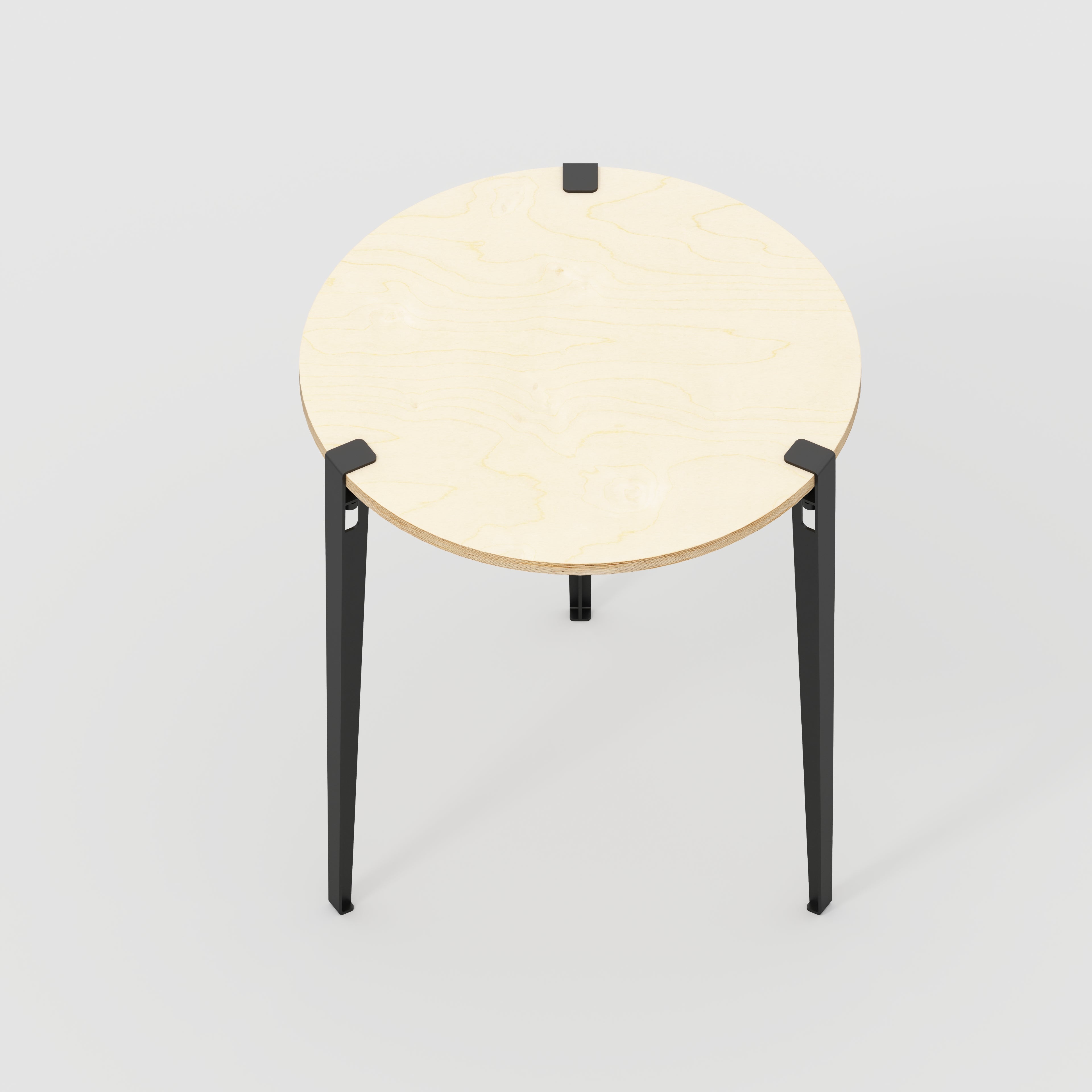Plywood Round Table with Black Tiptoe Legs - Plywood Birch - 800(dia) x 900(h)