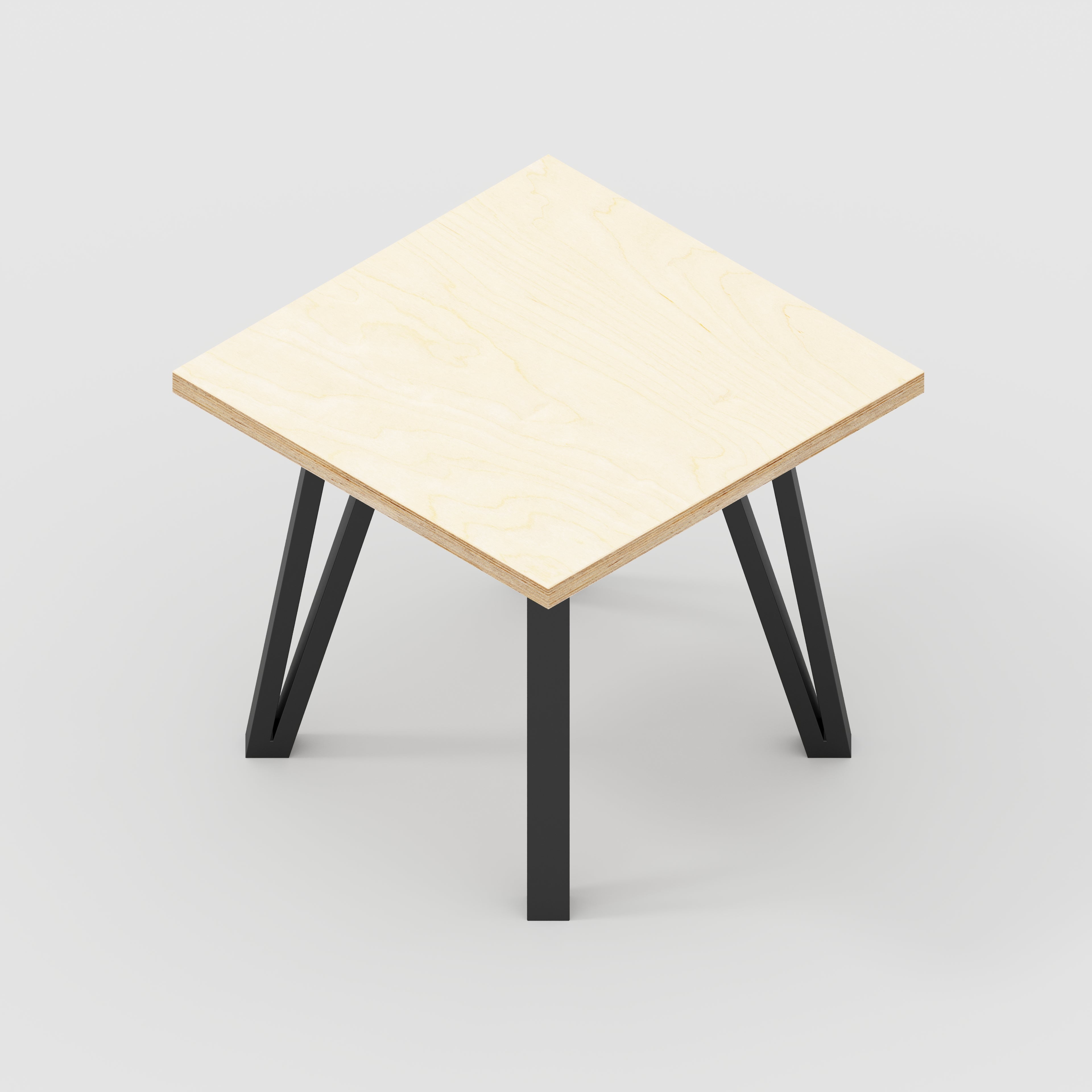 Plywood Side Table with Black Box Hairpin Legs - Plywood Birch - 500(w) x 500(d) x 425(h)