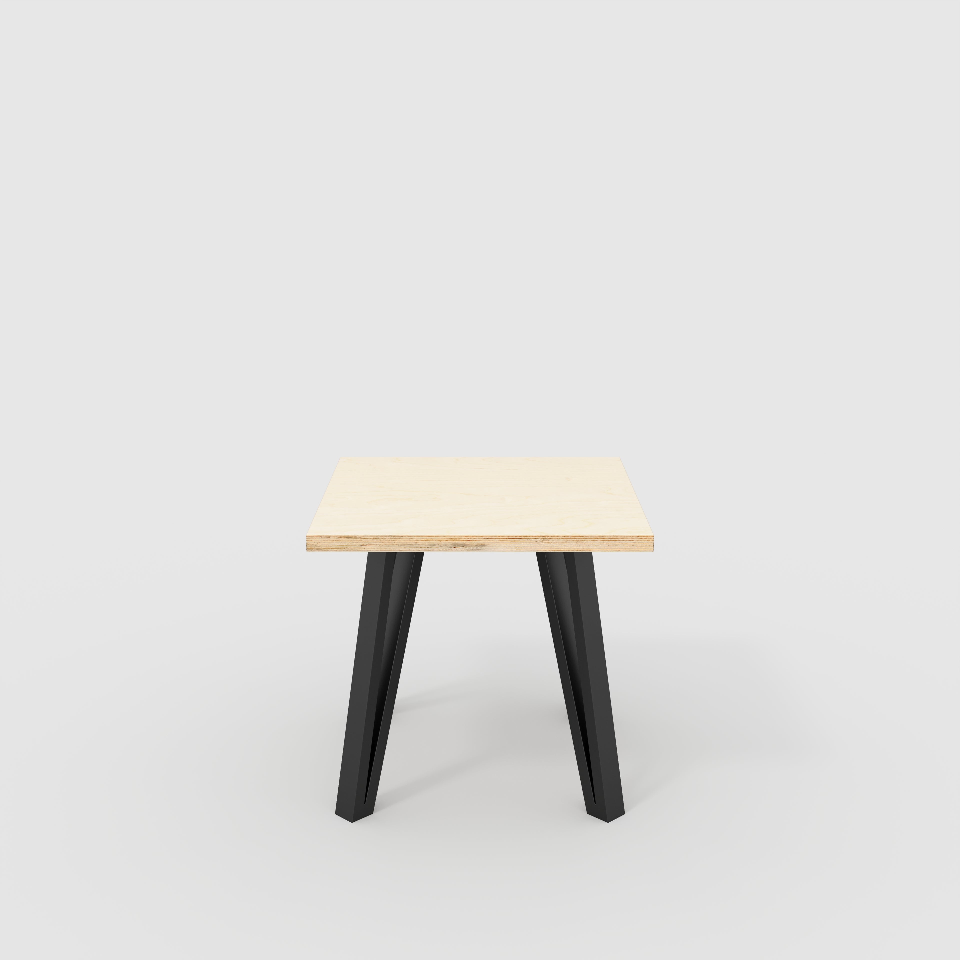 Side Table with Black Box Hairpin Legs - Plywood Birch - 500(w) x 500(d) x 425(h)