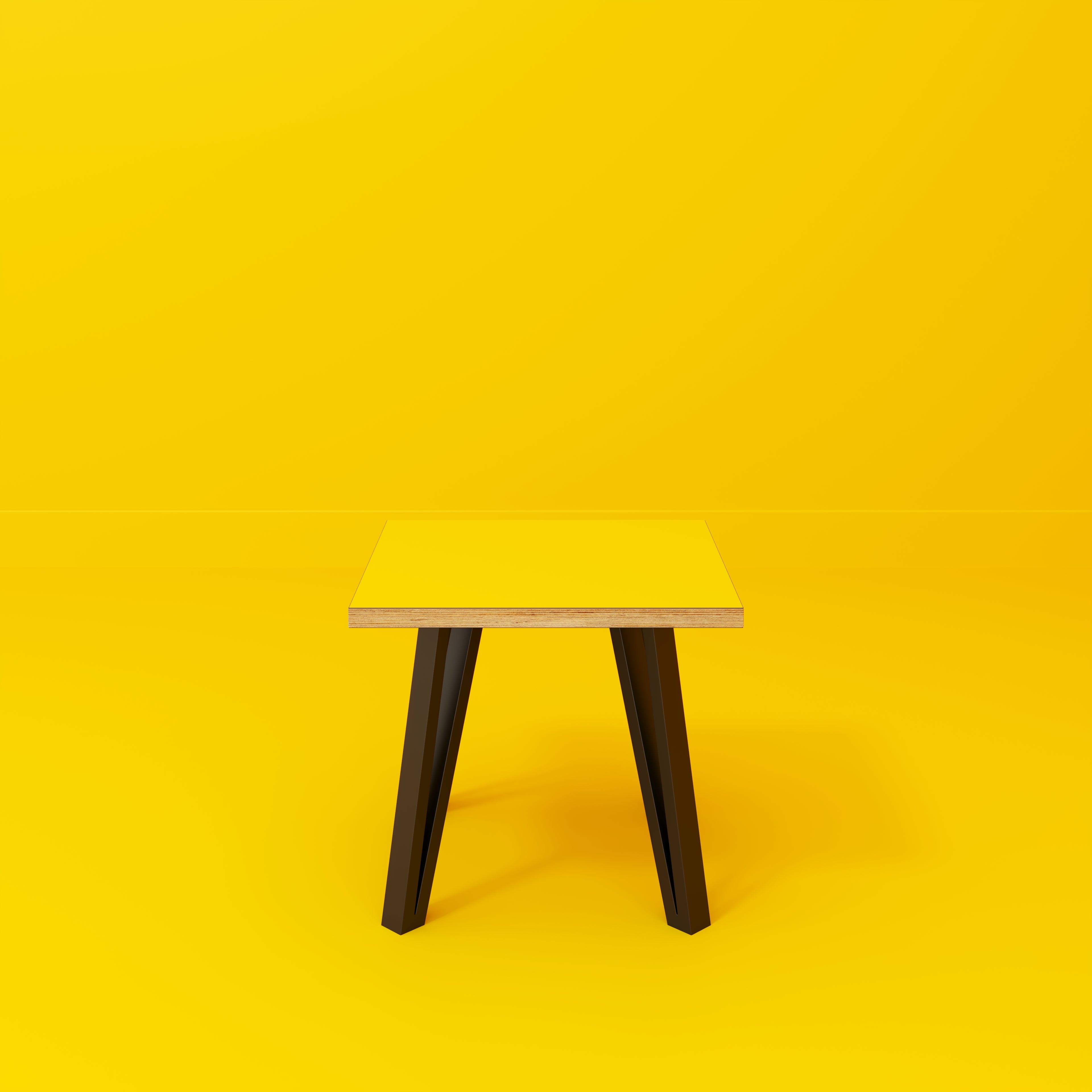 Side Table with Black Box Hairpin Legs - Formica Chrome Yellow - 500(w) x 500(d) x 425(h)
