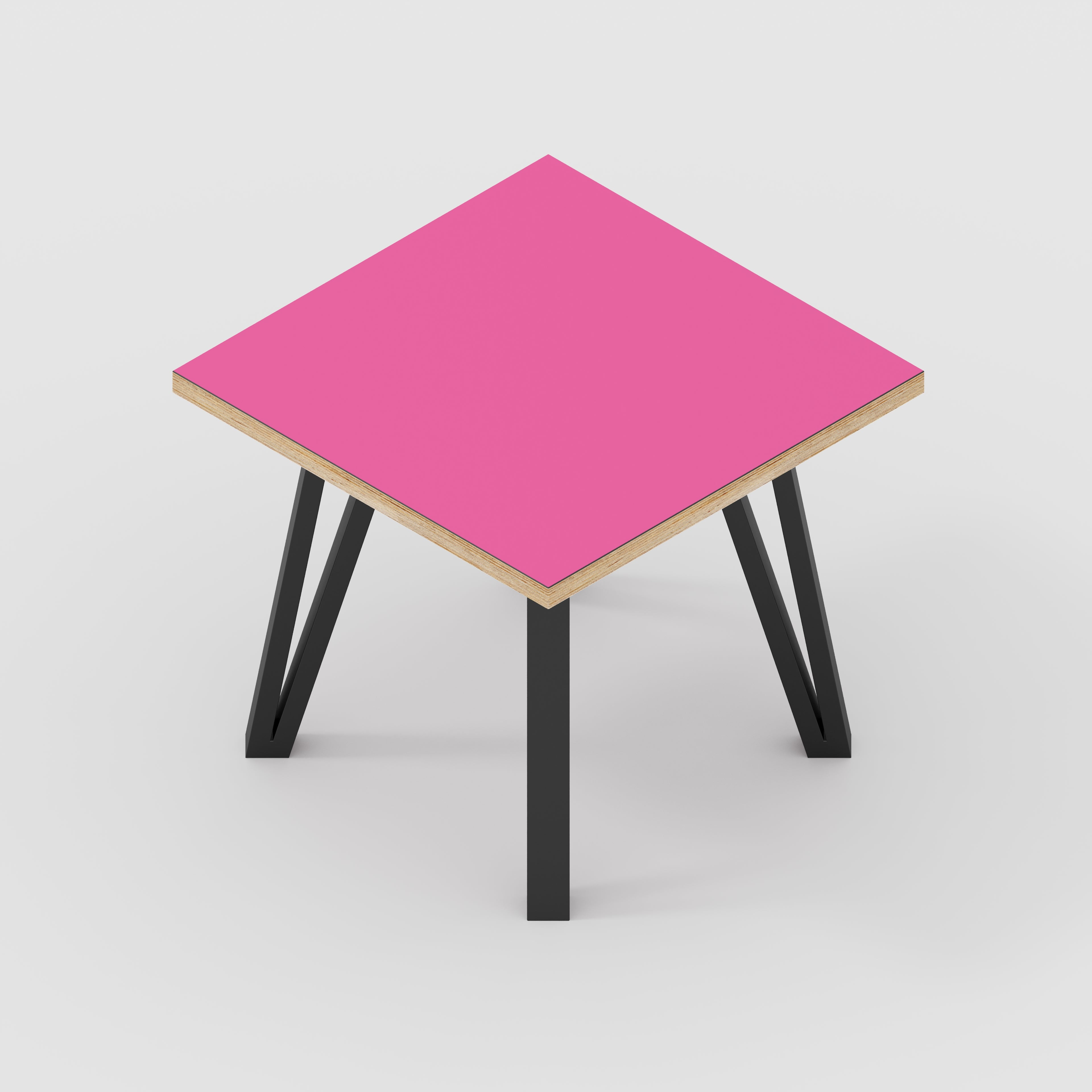 Side Table with Black Box Hairpin Legs - Formica Juicy Pink - 500(w) x 500(d) x 425(h)
