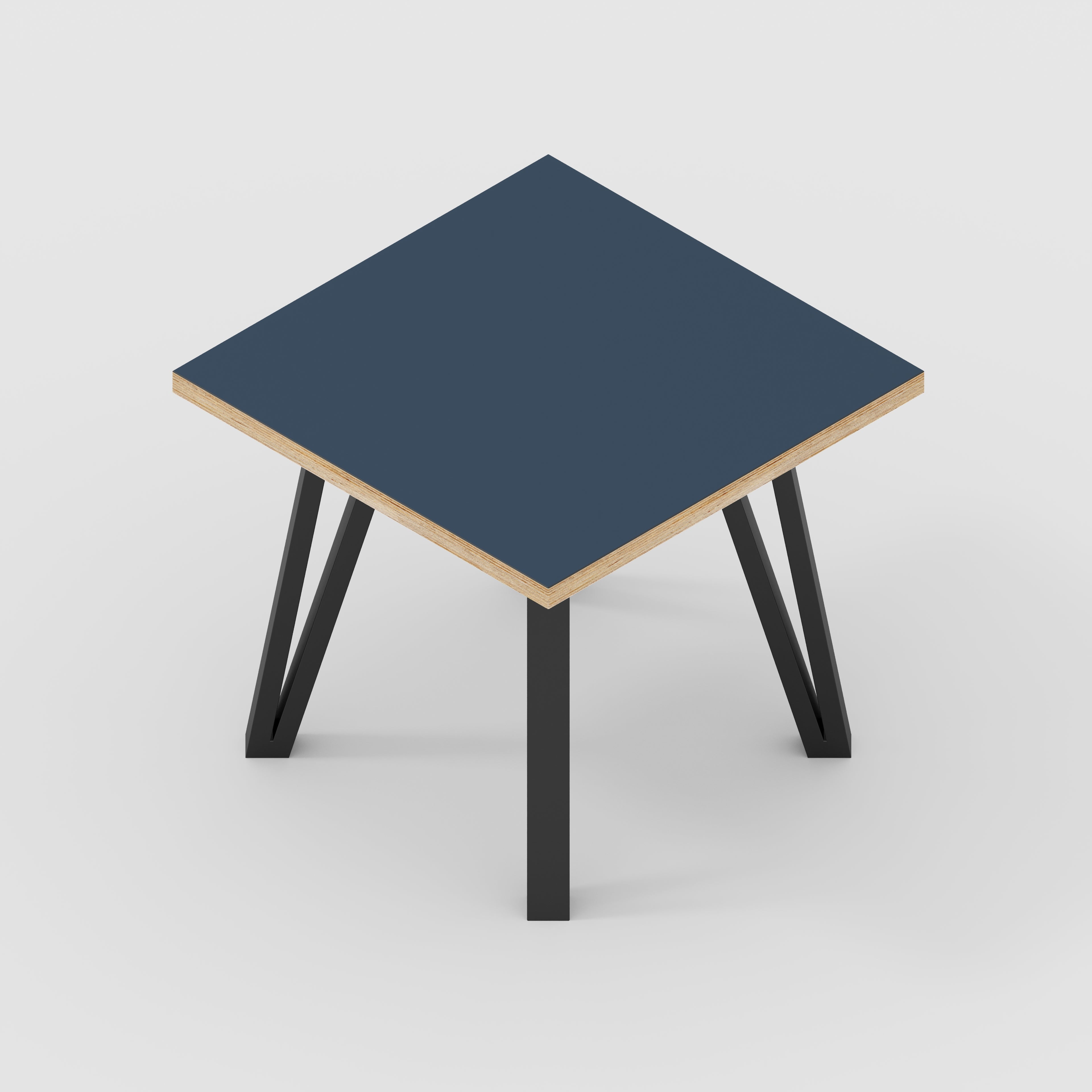 Side Table with Black Box Hairpin Legs - Formica Night Sea Blue - 500(w) x 500(d) x 425(h)