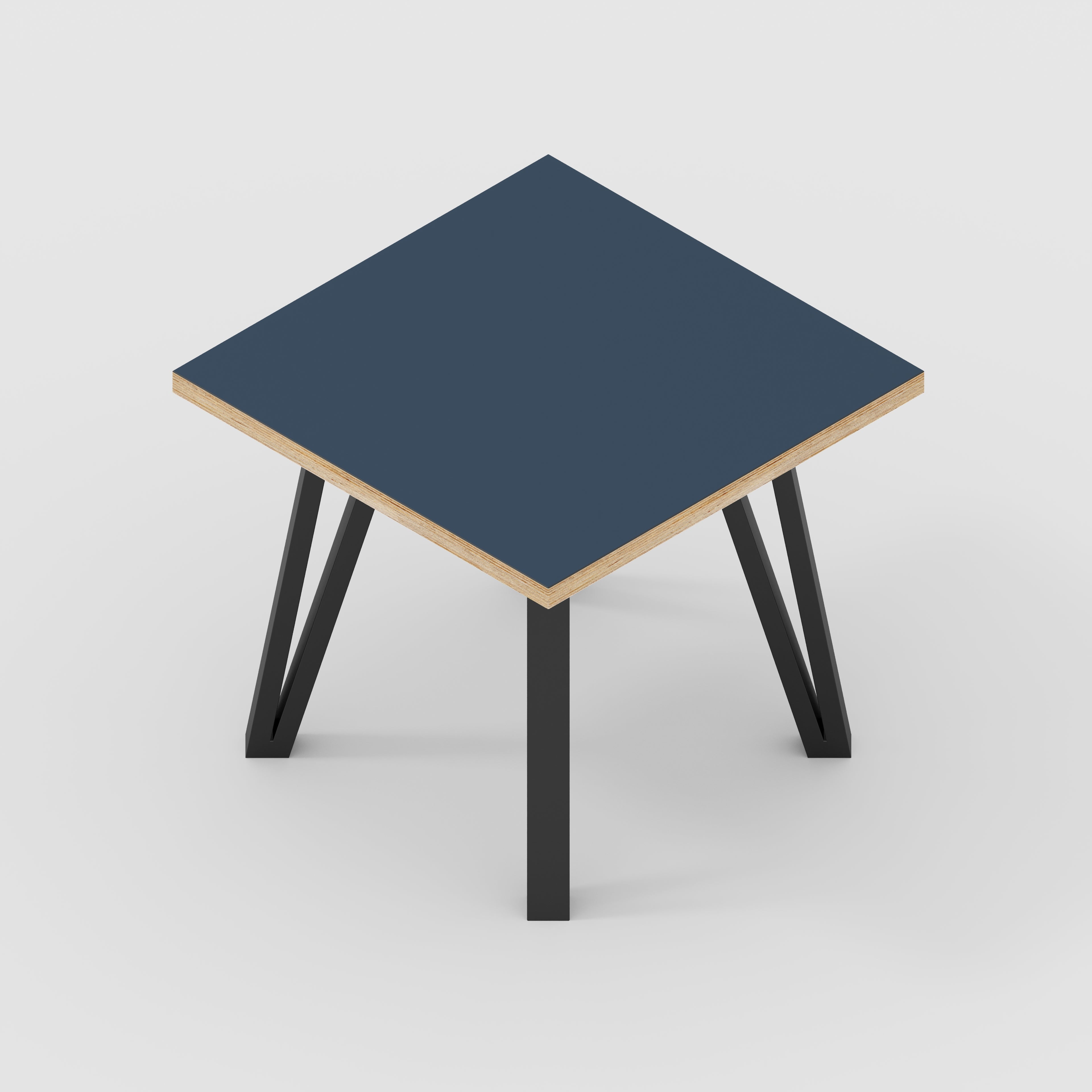 Plywood Side Table with Black Box Hairpin Legs - Formica Night Sea Blue - 500(w) x 500(d) x 425(h)