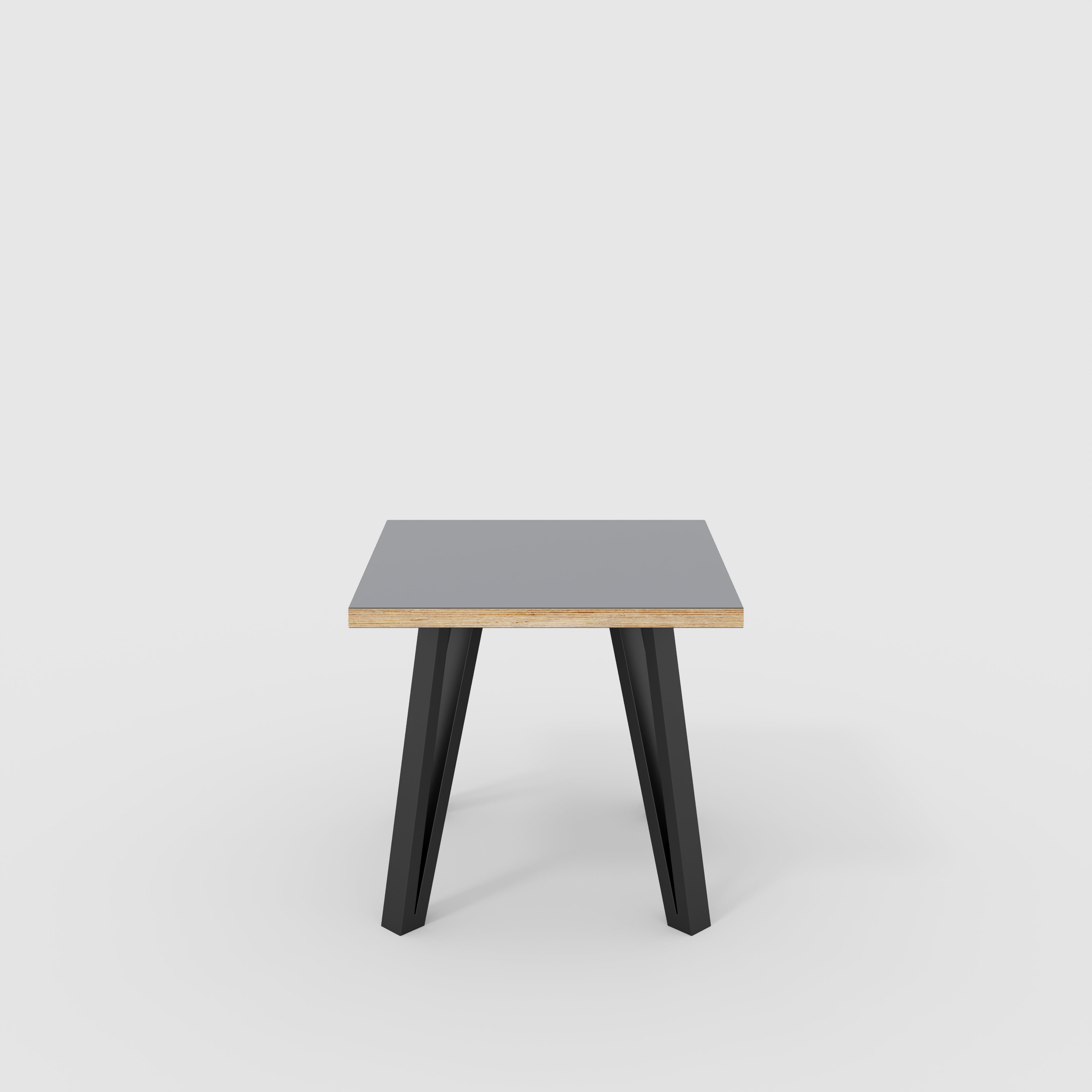 Side Table with Black Box Hairpin Legs - Formica Tornado Grey - 500(w) x 500(d) x 425(h)