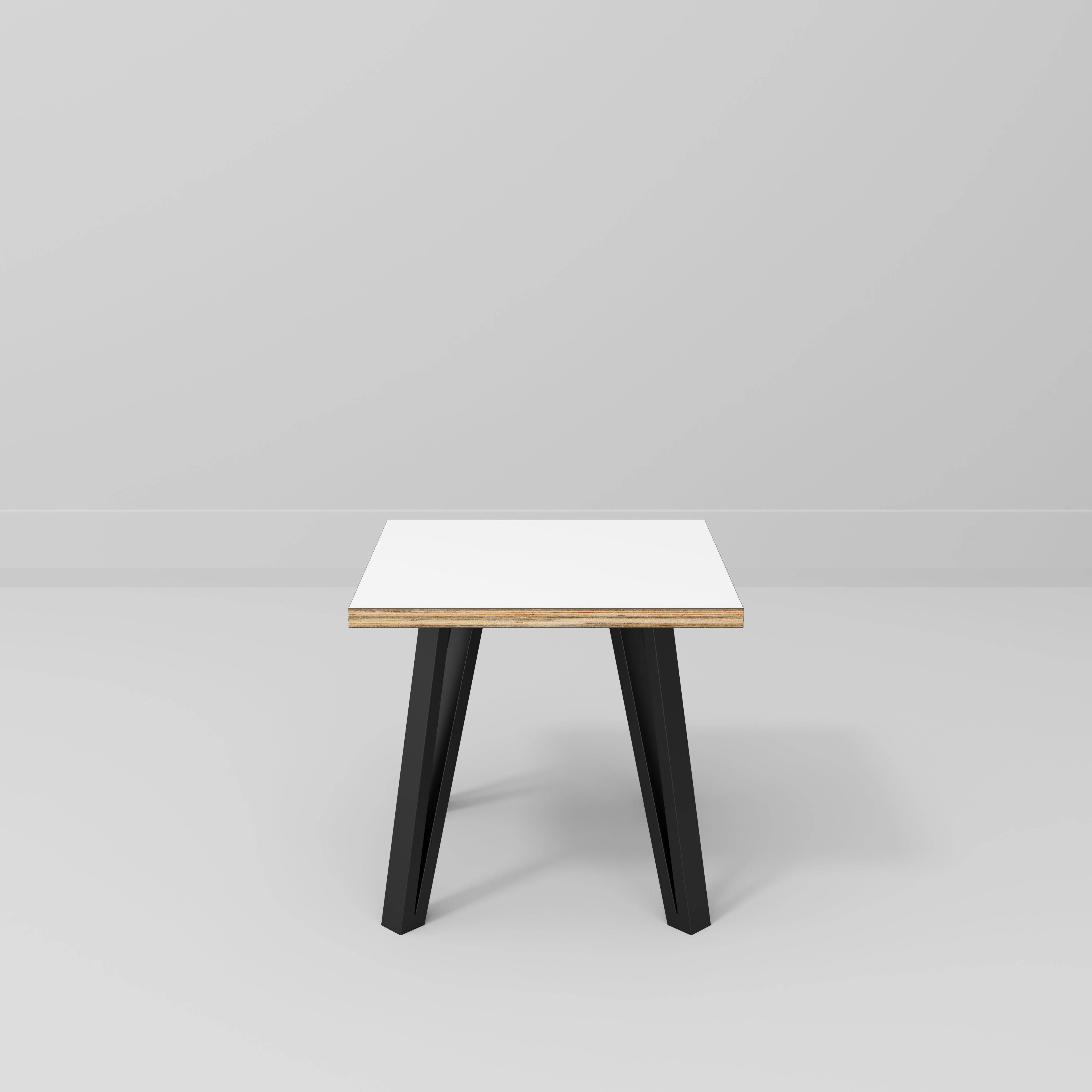 Side Table with Black Box Hairpin Legs - Formica White - 500(w) x 500(d) x 425(h)