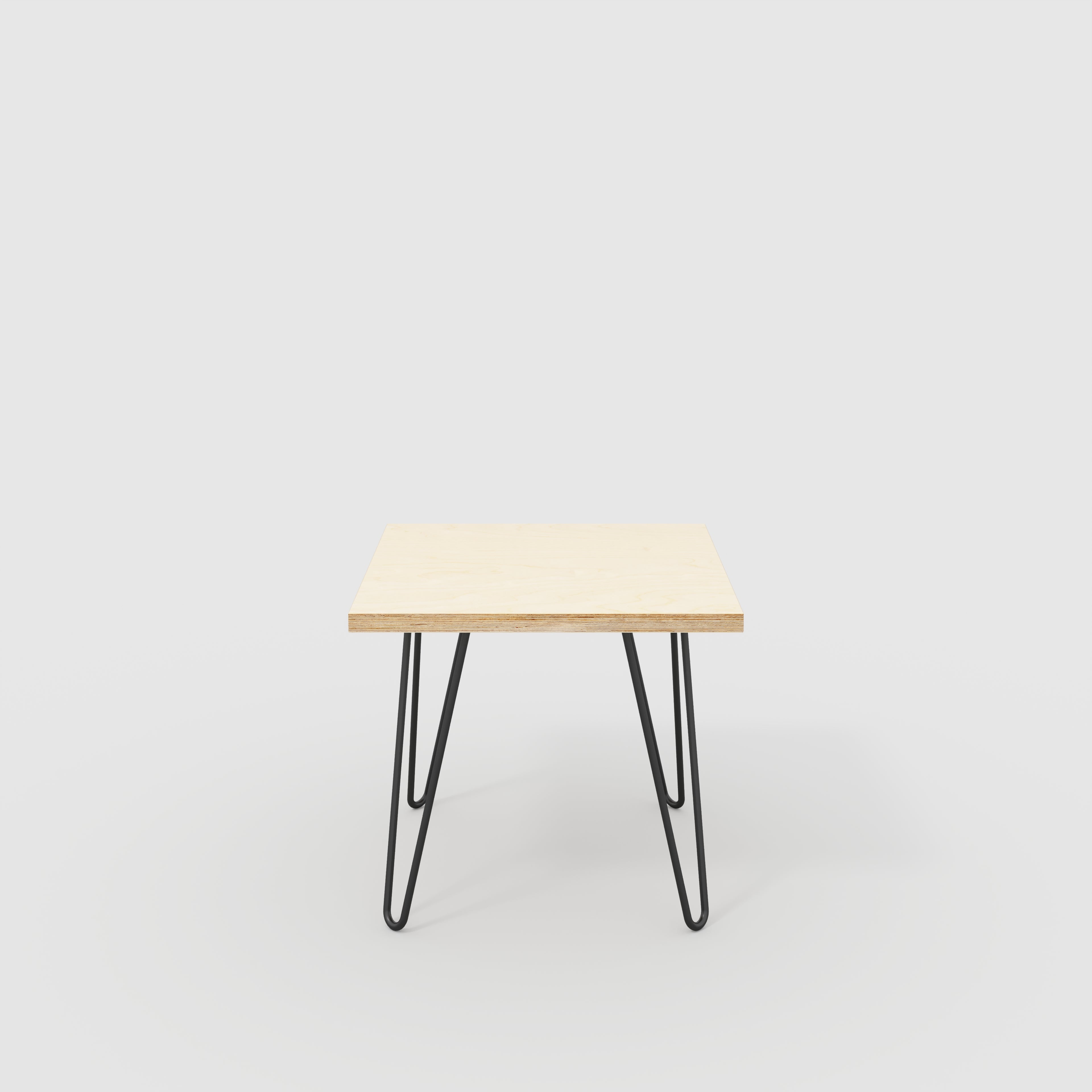 Plywood Side Table with Black Hairpin Legs - Plywood Birch - 500(w) x 500(d) x 425(h)