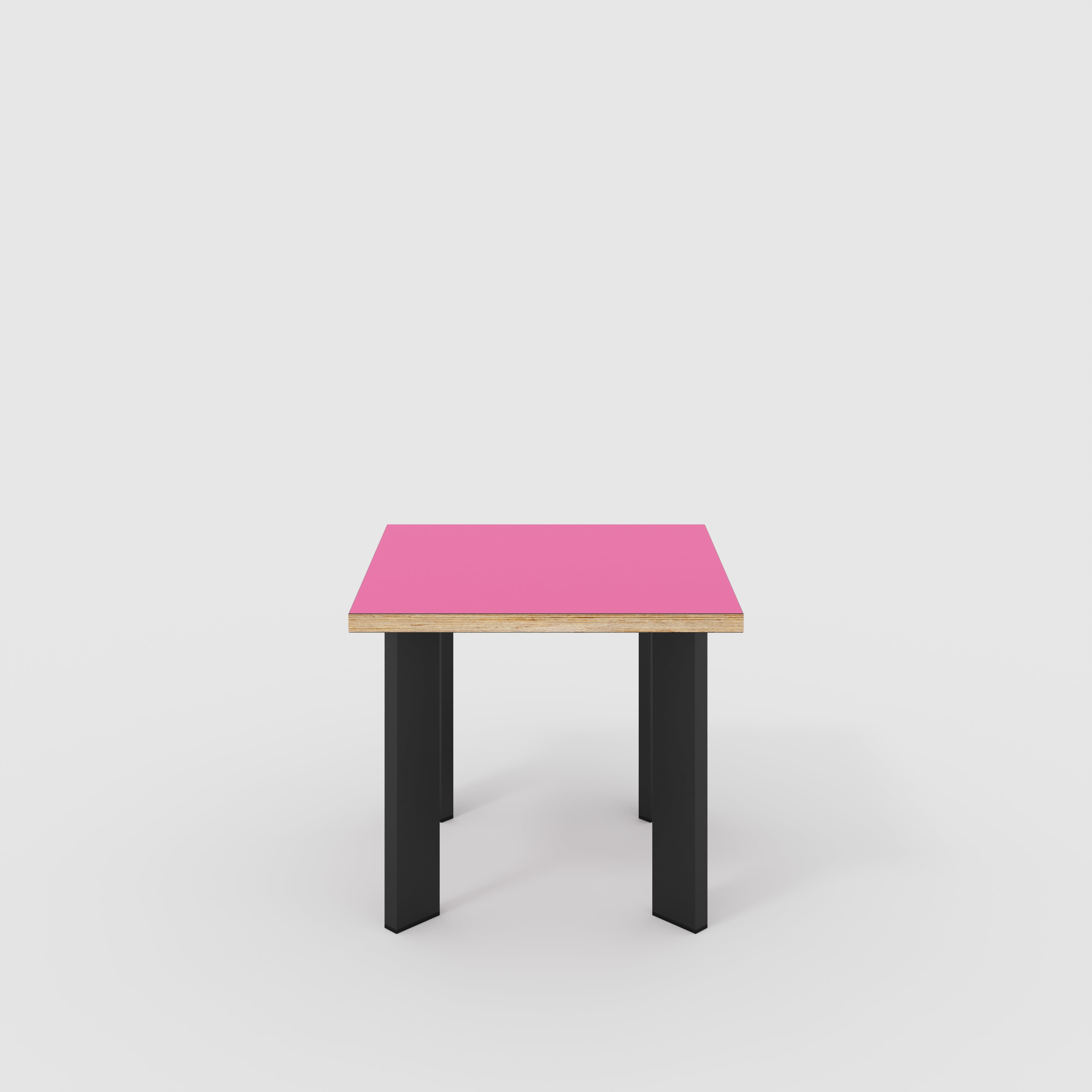 Plywood Side Table with Rectangular Single Pin Legs - Formica Juicy Pink - 500(w) x 500(d) x 425(h)