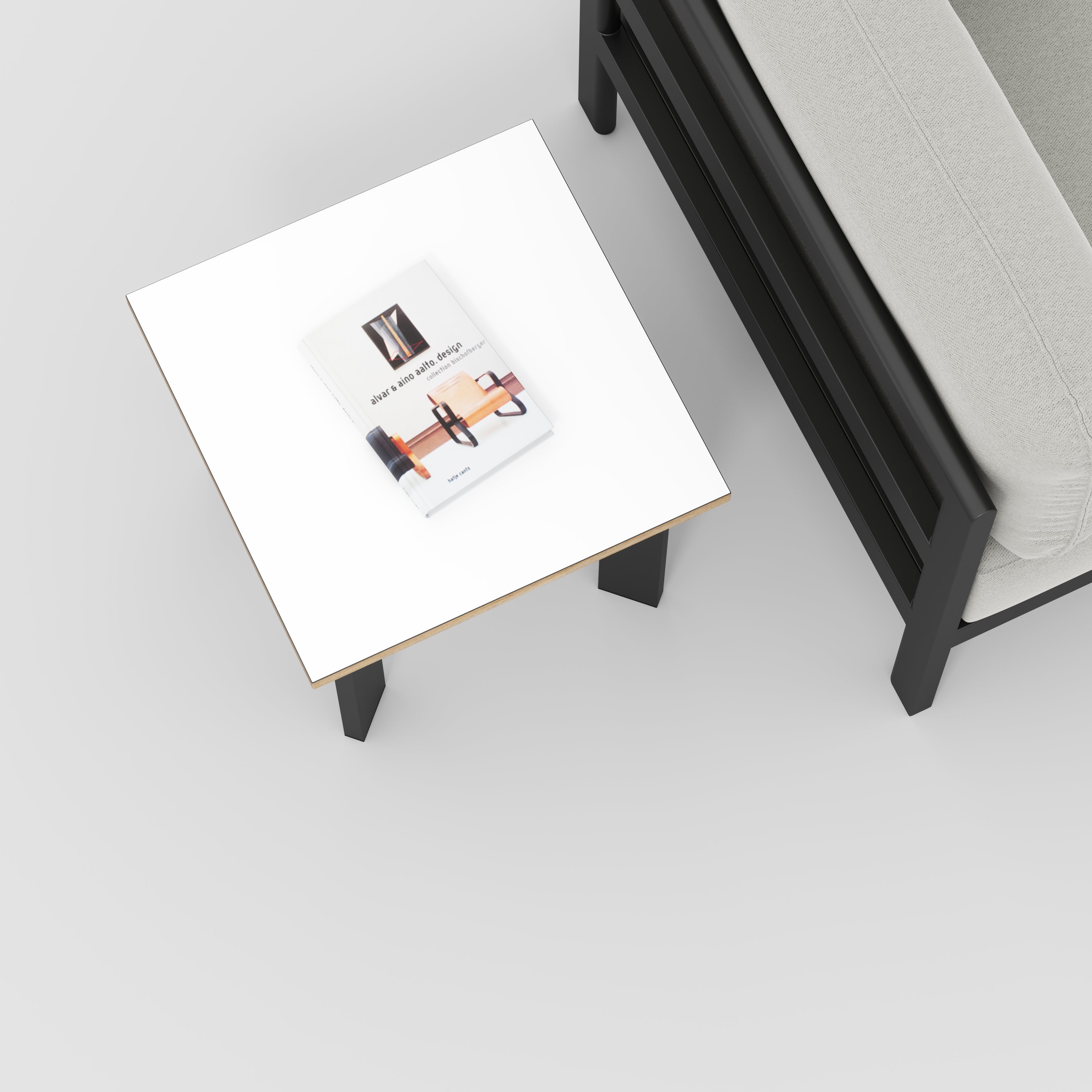 Plywood Side Table with Rectangular Single Pin Legs - Formica White - 500(w) x 500(d) x 425(h)